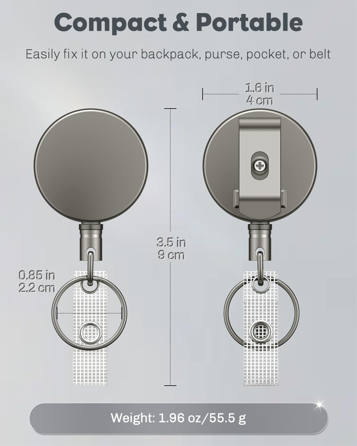 Sliding Badge Holder 3-Pack Vertical + Metal Retractable Keychain 2-Pack