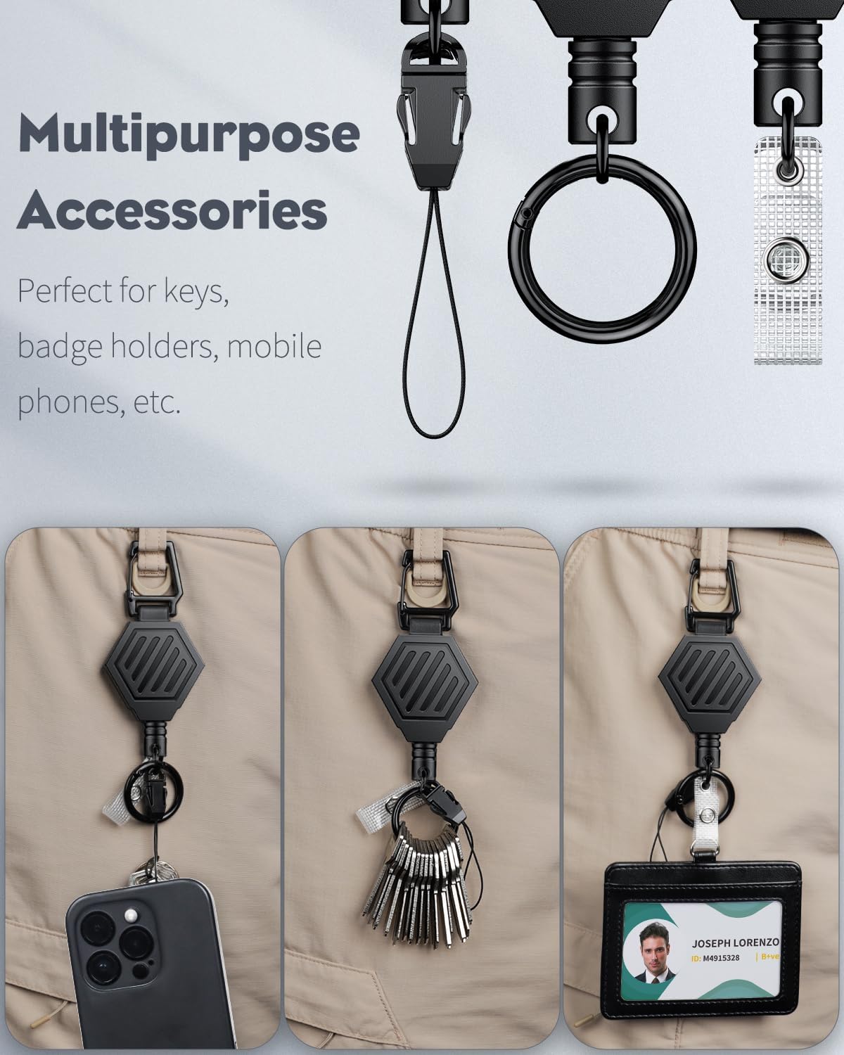 Magnetic Retractable Badge Reel 3-Pack - Double-Sided Horizontal Hard Plastic Case