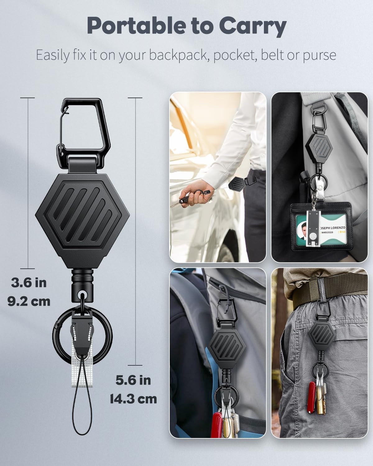 Magnetic Retractable Badge Reel 3-Pack - Double-Sided Horizontal Hard Plastic Case