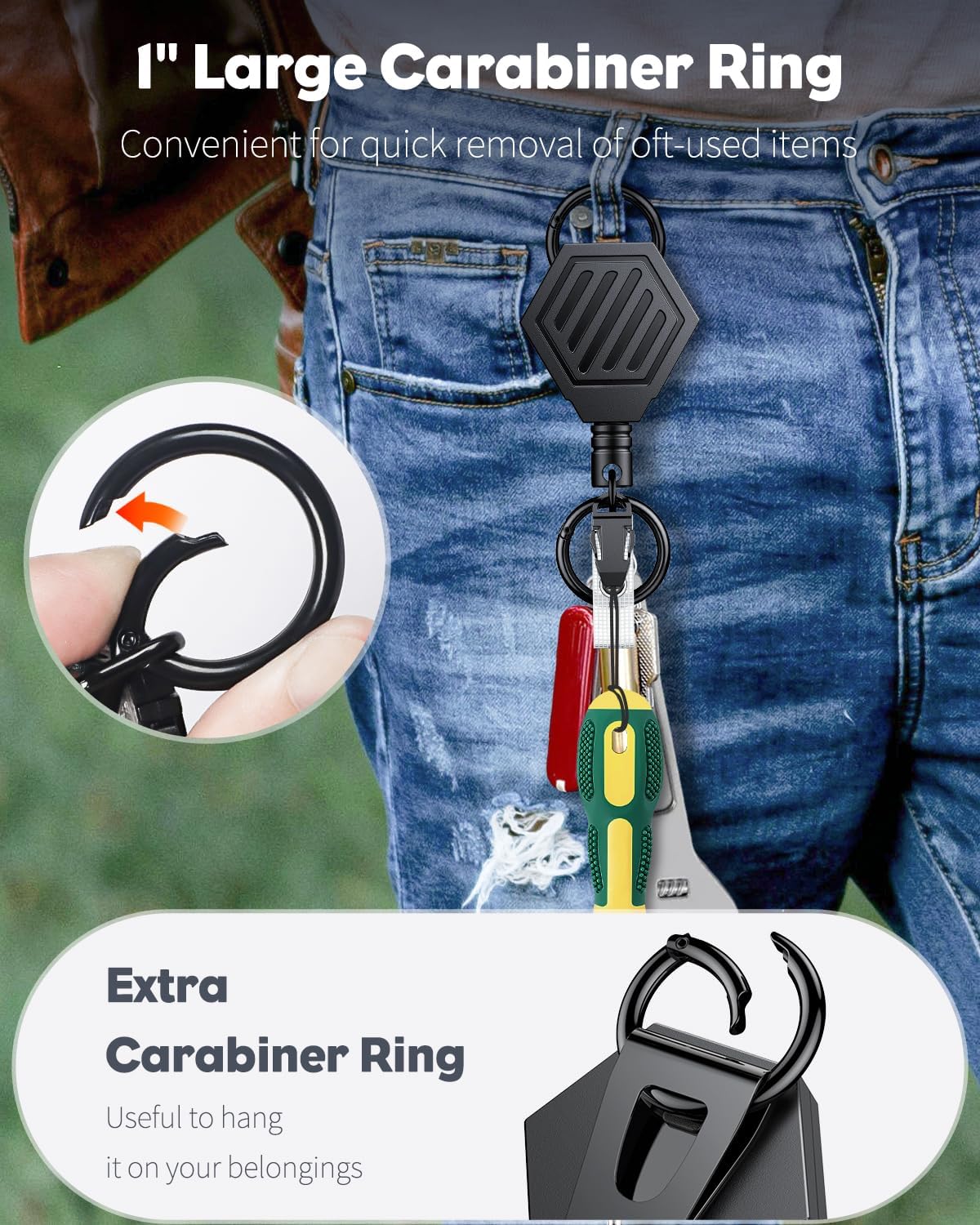 Heavy Duty Retractable Keychain with Magnetic Closure Retractable Badge Reel for up to 16 oz Magnetic ID Badge Holder Reel with 3 Pack Sliding Badge Holder Vertical Plastic Case