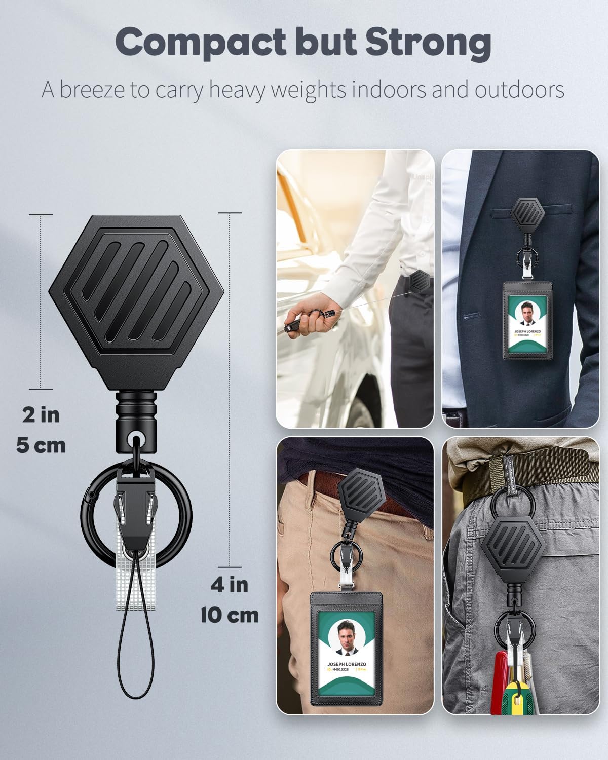 Heavy Duty Retractable Keychain with Magnetic Closure Retractable Badge Reel for up to 16 oz Magnetic ID Badge Holder Reel with 3 Pack Sliding Badge Holder Vertical Plastic Case