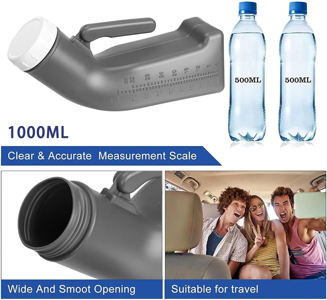 Urinal Bottle Plastic Pee Bottles for Men Portable Urine Bottle Urinal Toilet with Lid 1200 ml Male Urinals for Camping Car Travel Emergency