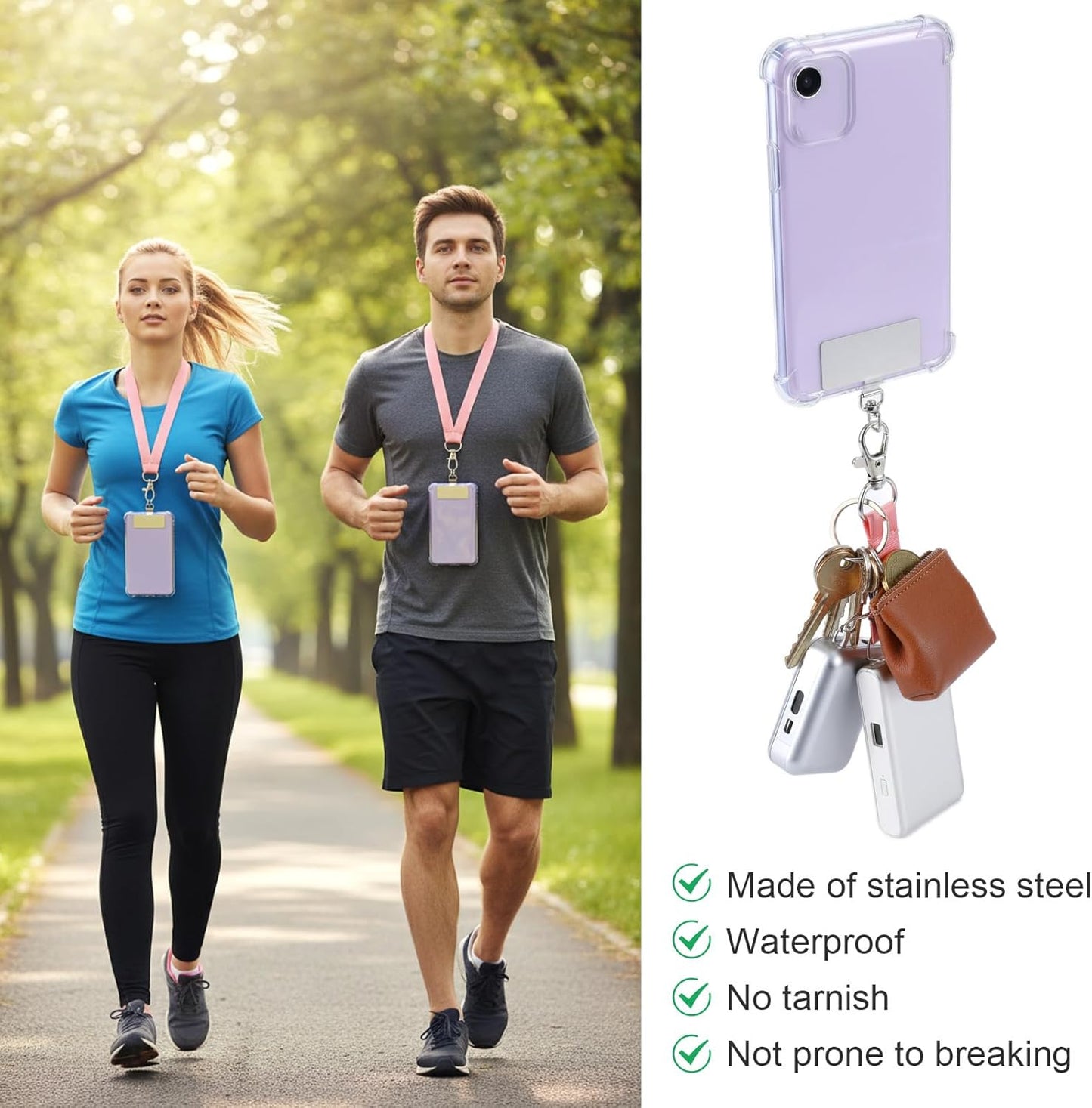 Phone Tether Tab 20-Pack - 360Â° Rotatable Stainless Steel Lanyard Patch Silver