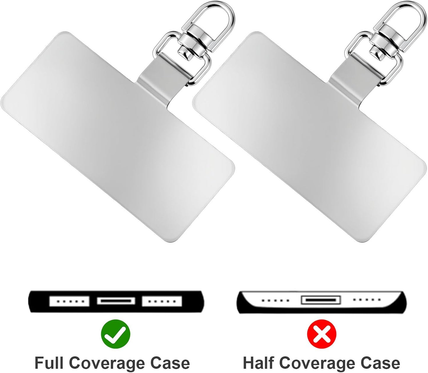 Phone Tether Tab 20-Pack - 360Â° Rotatable Stainless Steel Lanyard Patch Silver