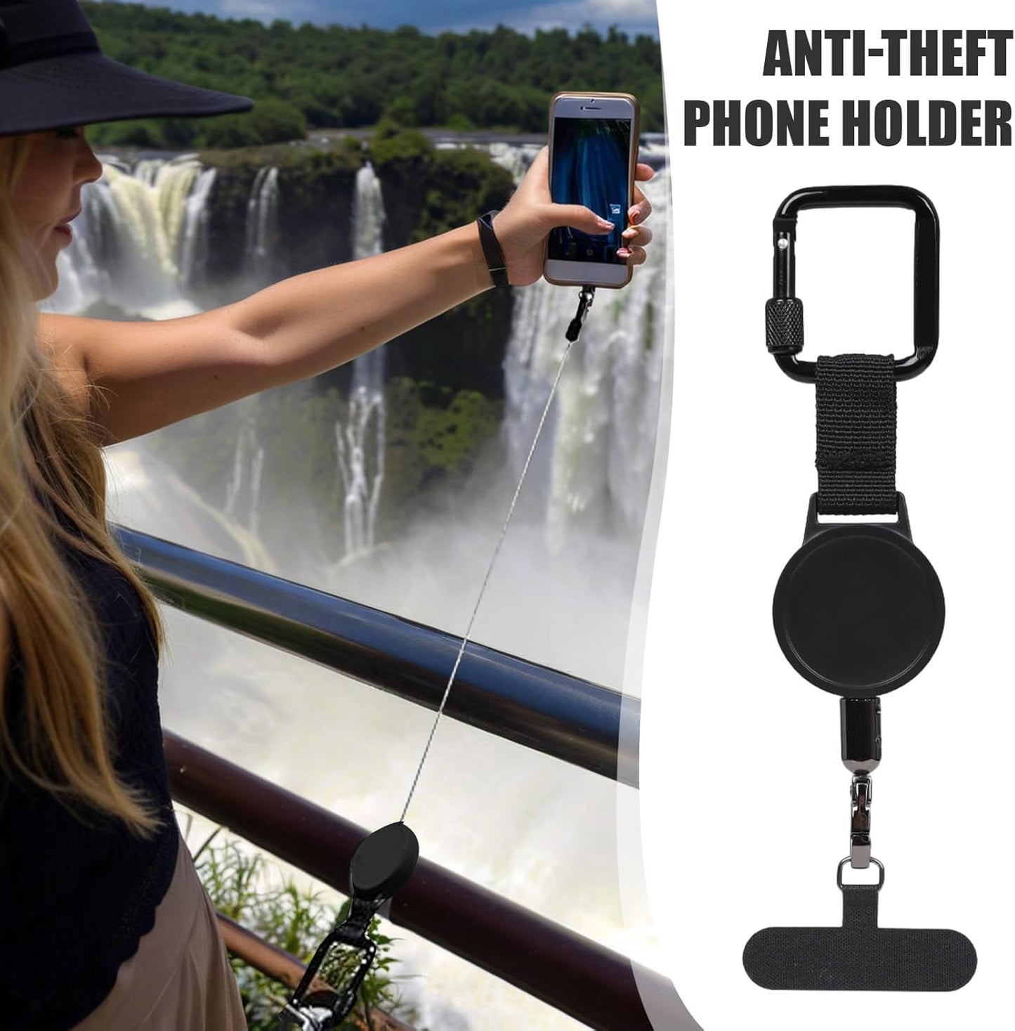 Heavy Duty Retractable Anti-Theft Phone Cable with Stainless Steel Cord Ideal for Construction Outdoor and Travel