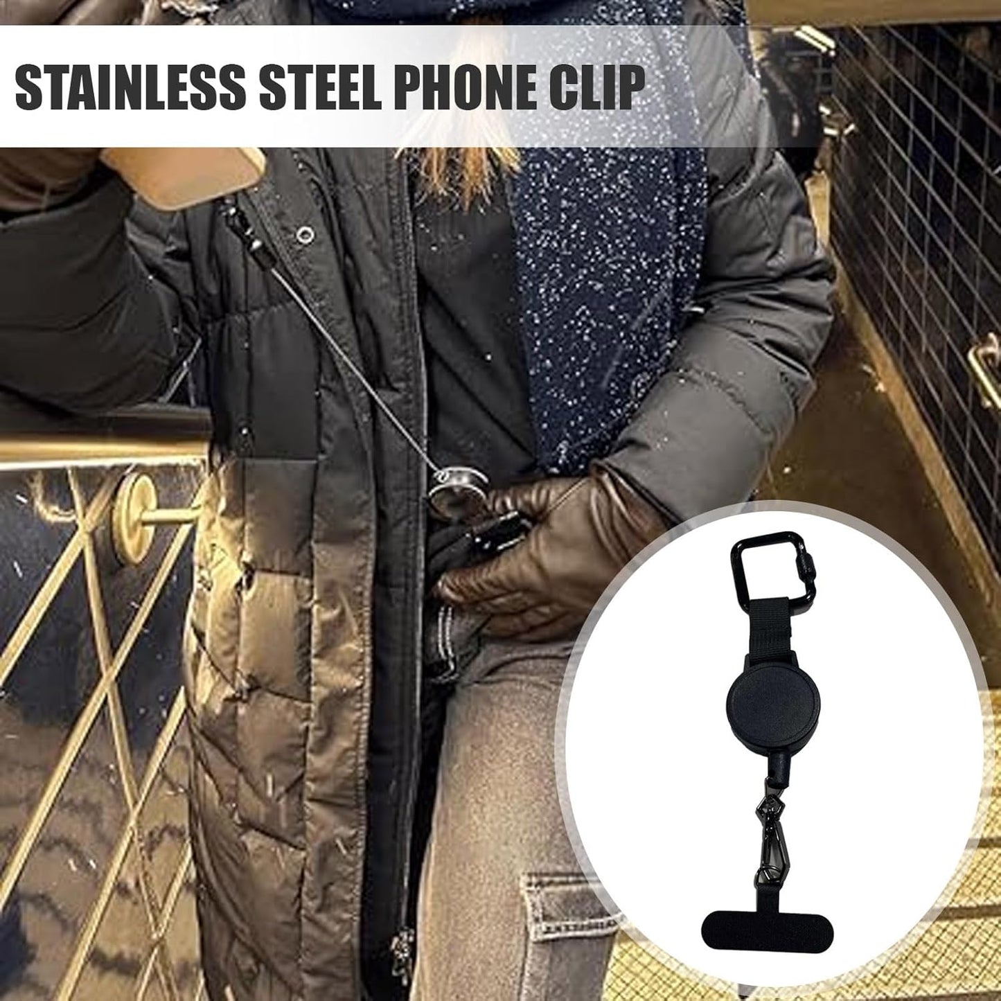 Heavy Duty Retractable Anti-Theft Phone Cable with Stainless Steel Cord Ideal for Construction Outdoor and Travel