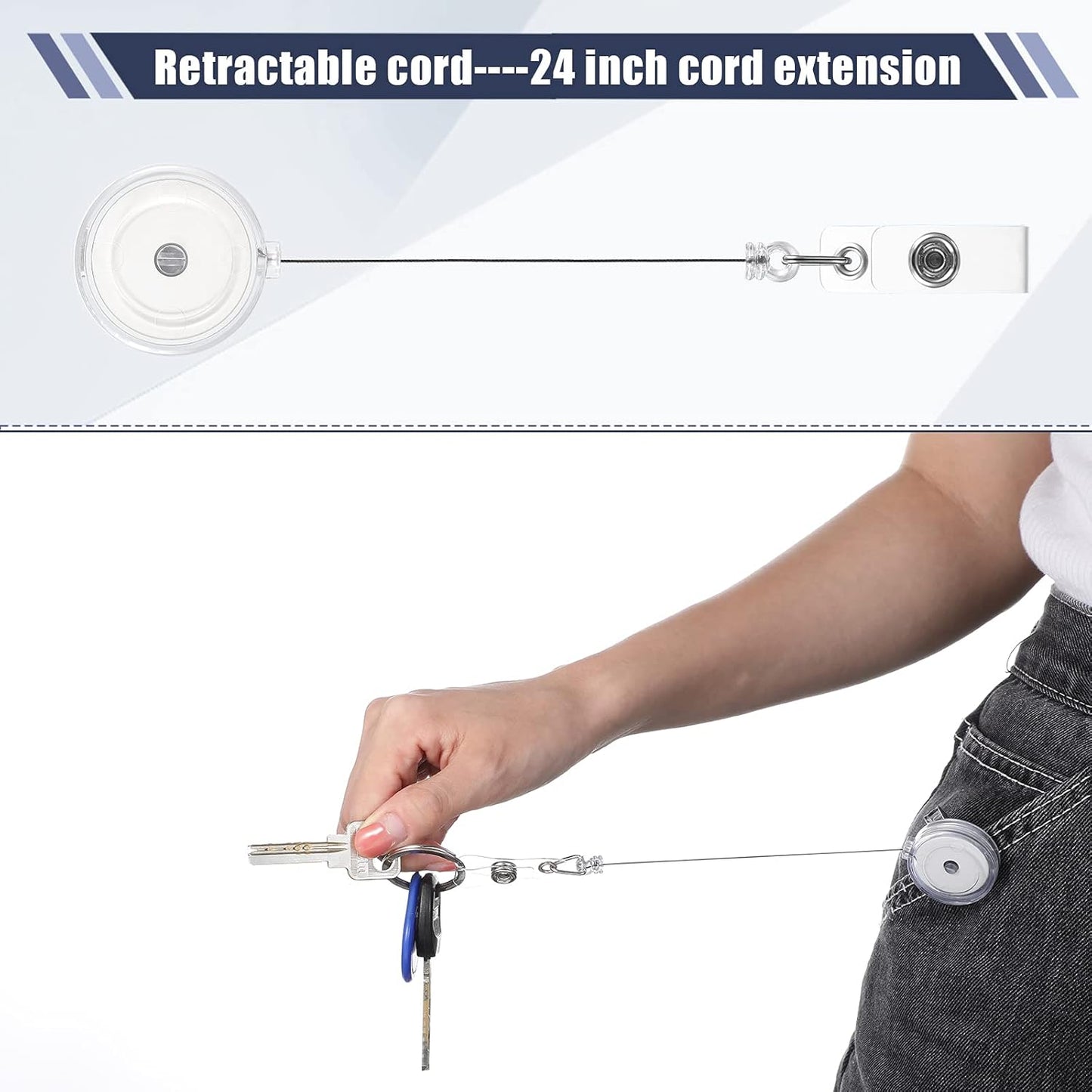Translucent Retractable Badge Reels 100-Pack - Swivel Alligator Clip for Nurses