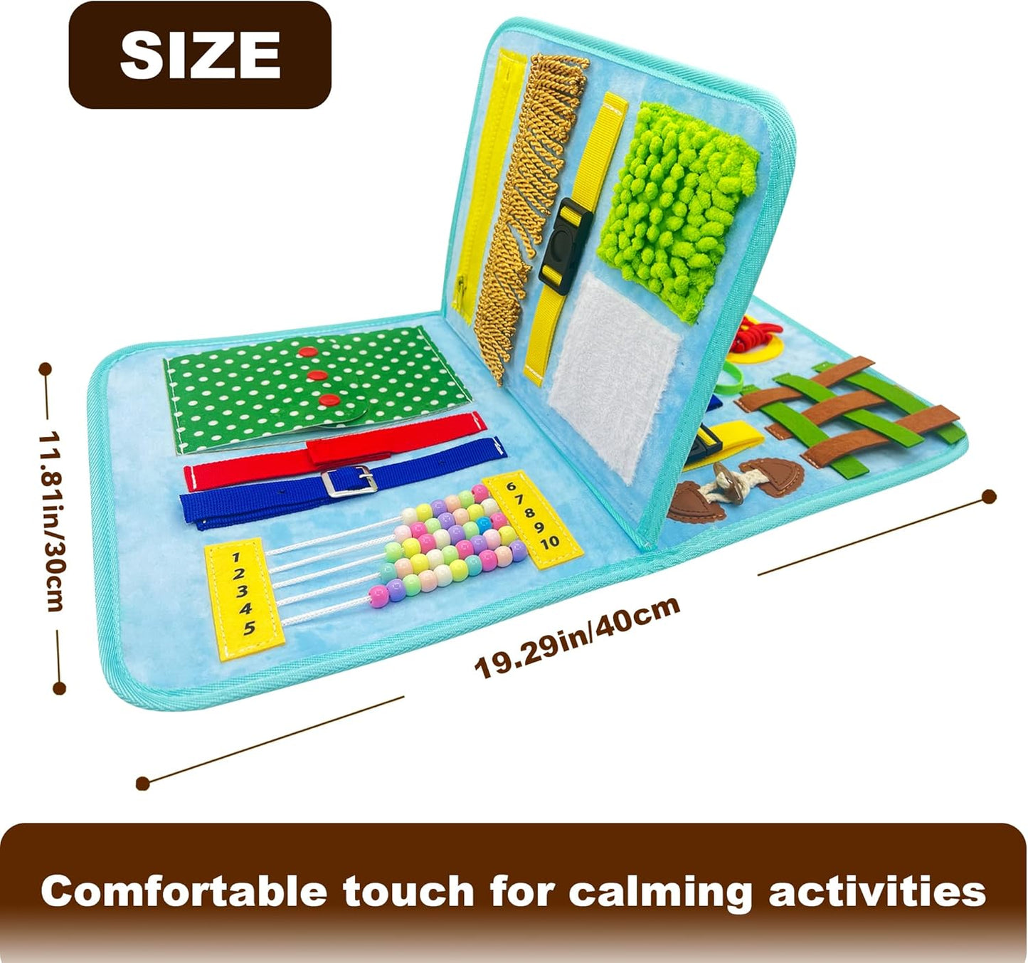 Blue Fidget Blanket for Dementia Patients | Dementia Activities for Seniors | Fidget Blanket for Adults with Dementia , Busy Blanket for Dementia Patients, 12*20 in