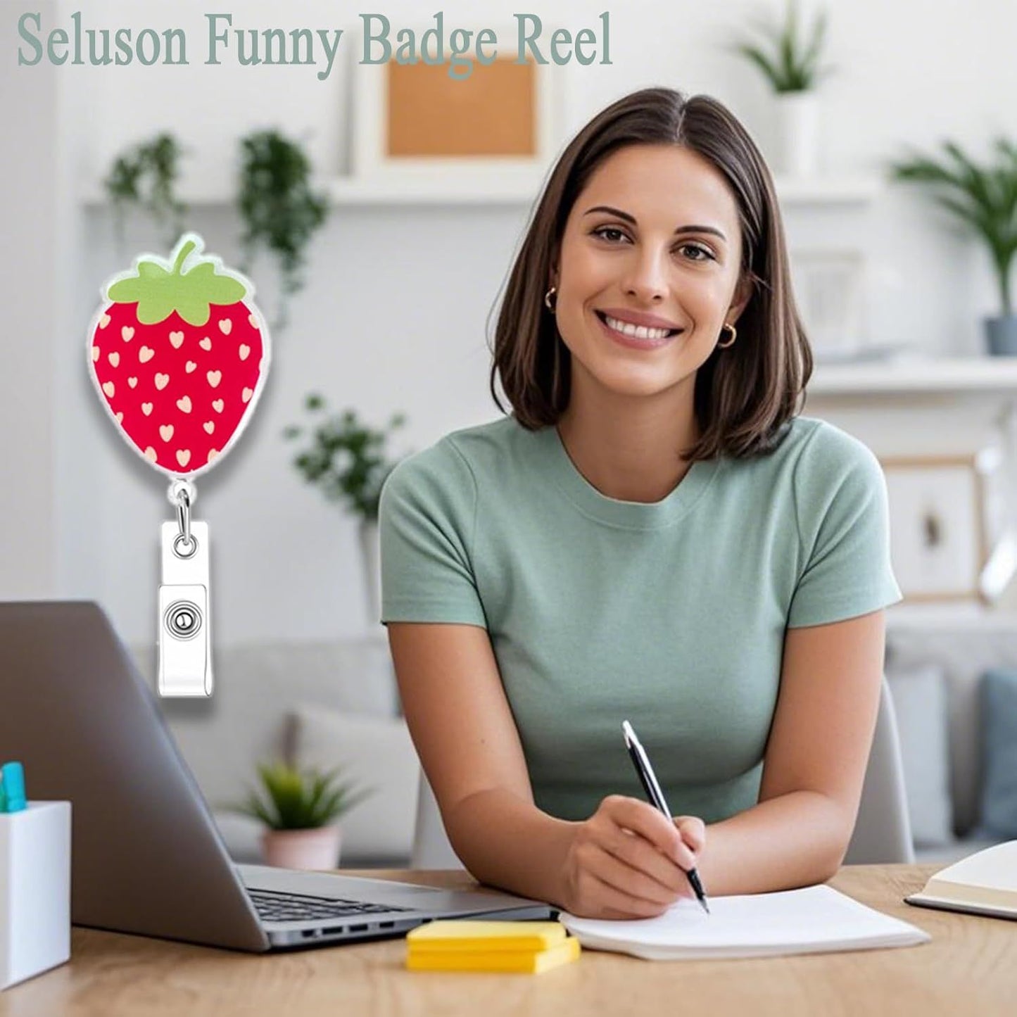 Red Strawberry Badge Reel, Cute ID Nurse Badge Holder Retractable Clip, Nursing Student Name Badge Holders, RN LPN CNA MA Healthcare Accessories for Work