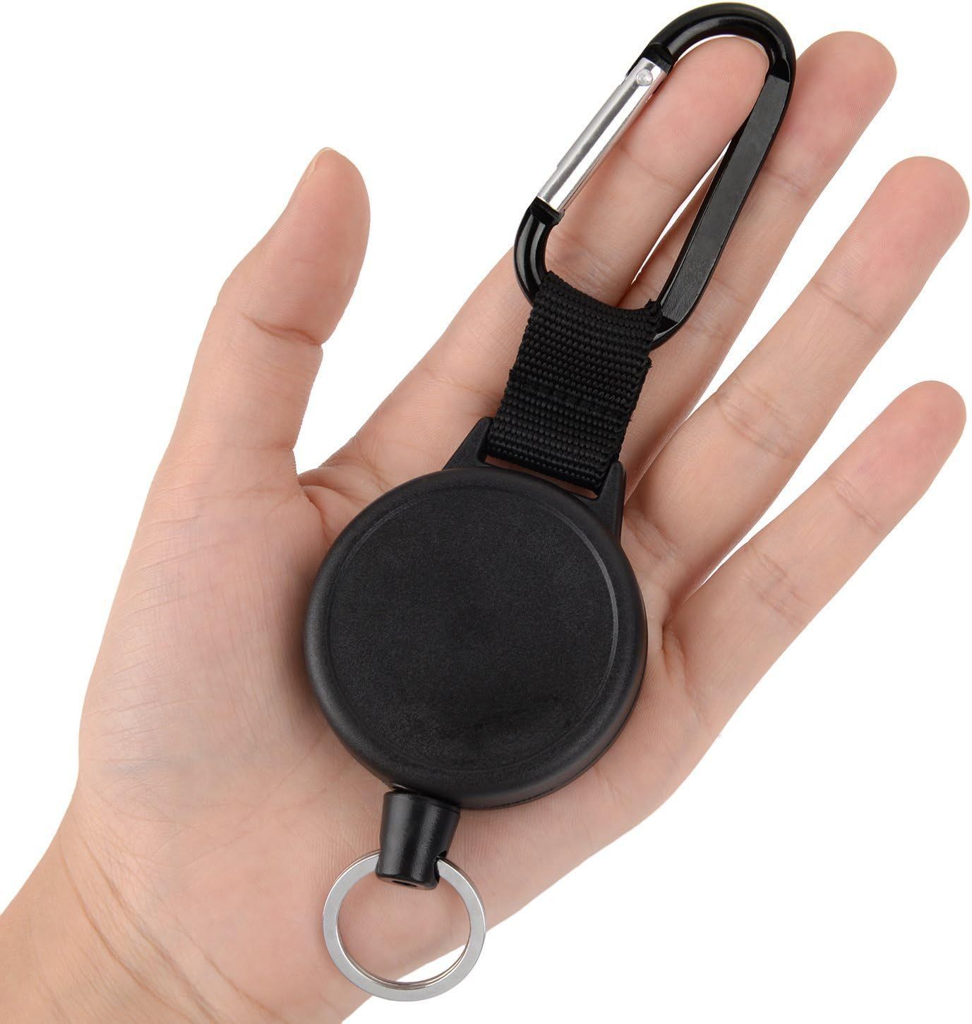 Retractable Keychain Black Badge Reels with 39 Inches Steel Wire Rope Heavy Duty Badge Holders for ID Card Key Chains Office Worker Doctor Nurse Employee Students(2 Pieces)