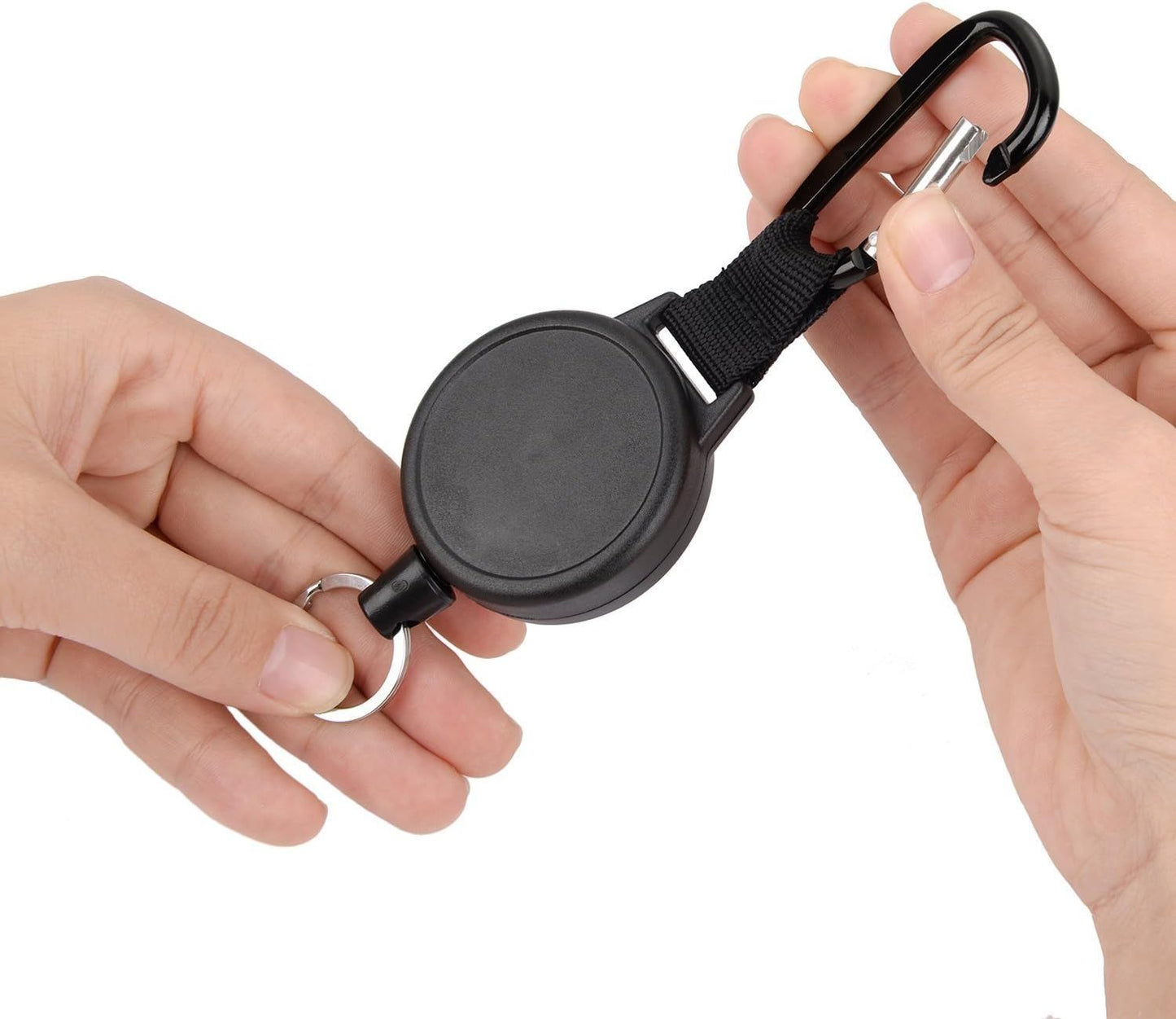 Retractable Keychain Black Badge Reels with 39 Inches Steel Wire Rope Heavy Duty Badge Holders for ID Card Key Chains Office Worker Doctor Nurse Employee Students(2 Pieces)