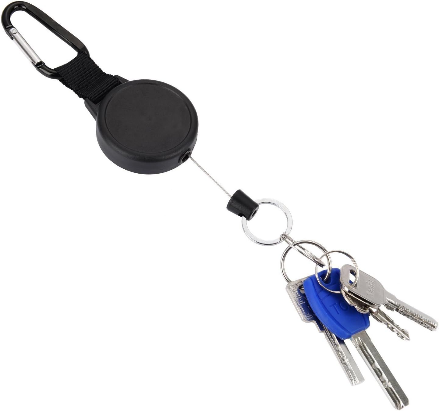 Retractable Keychain Black Badge Reels with 39 Inches Steel Wire Rope Heavy Duty Badge Holders for ID Card Key Chains Office Worker Doctor Nurse Employee Students(2 Pieces)