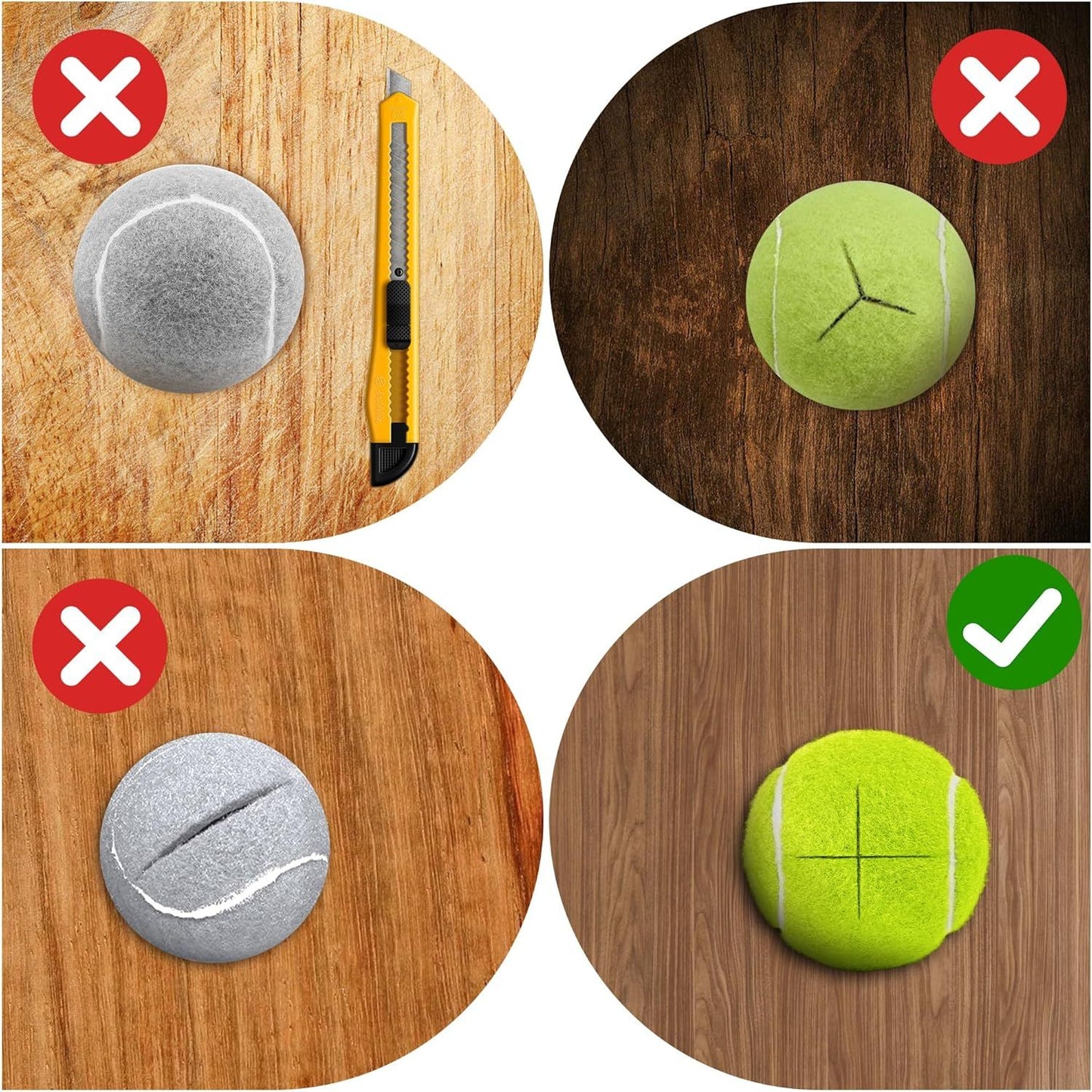Precut Tennis Balls for Walkers, 4 PCS Heavy Duty Walker Accessories, Walker Tennis Balls Precut for Easy Installation, Universal Walker Glide Balls for Seniors, Furniture Legs & Floor Protection