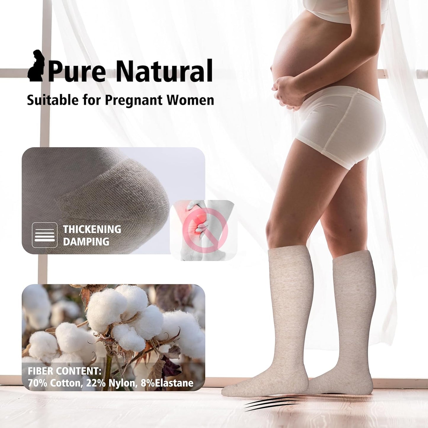 Cotton Compression Socks 20-30mmHg - Cute Knee High Support for Nurses & Travel