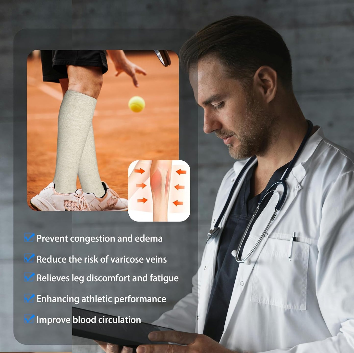 Cotton Compression Socks 20-30mmHg - Cute Knee High Support for Nurses & Travel