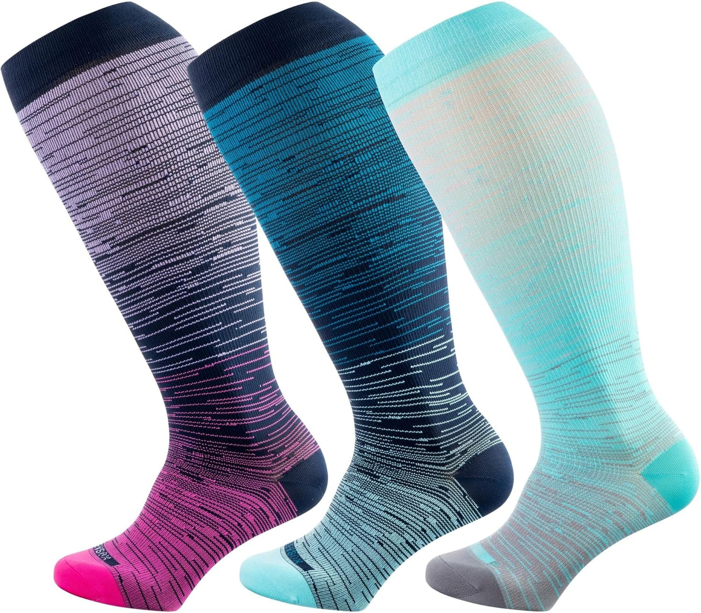 Wide Calf Compression Socks for Women & Men Extra Large Size Support Socks for Nurses Running Pregnant Travel, 15-20 mmHg