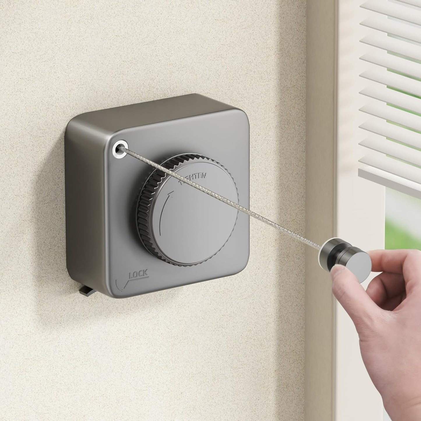 Retractable Clothesline 15.1ft - Wall Mounted Stainless Steel Non-Sagging Gray