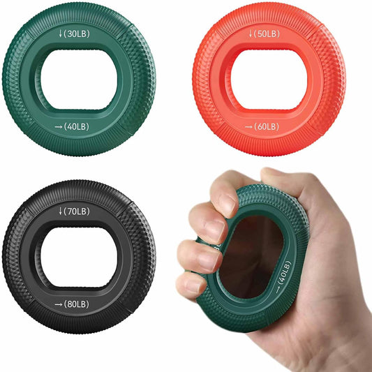 Grip Strength Trainer 3-Pack 30-80lbs - 6 Resistance Levels Double Force Design