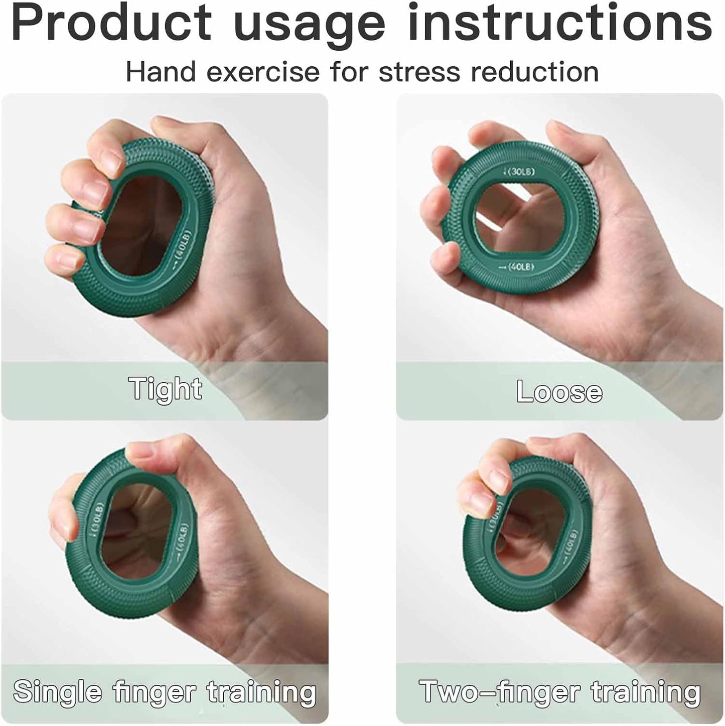 Grip Strength Trainer 3-Pack 30-80lbs - 6 Resistance Levels Double Force Design