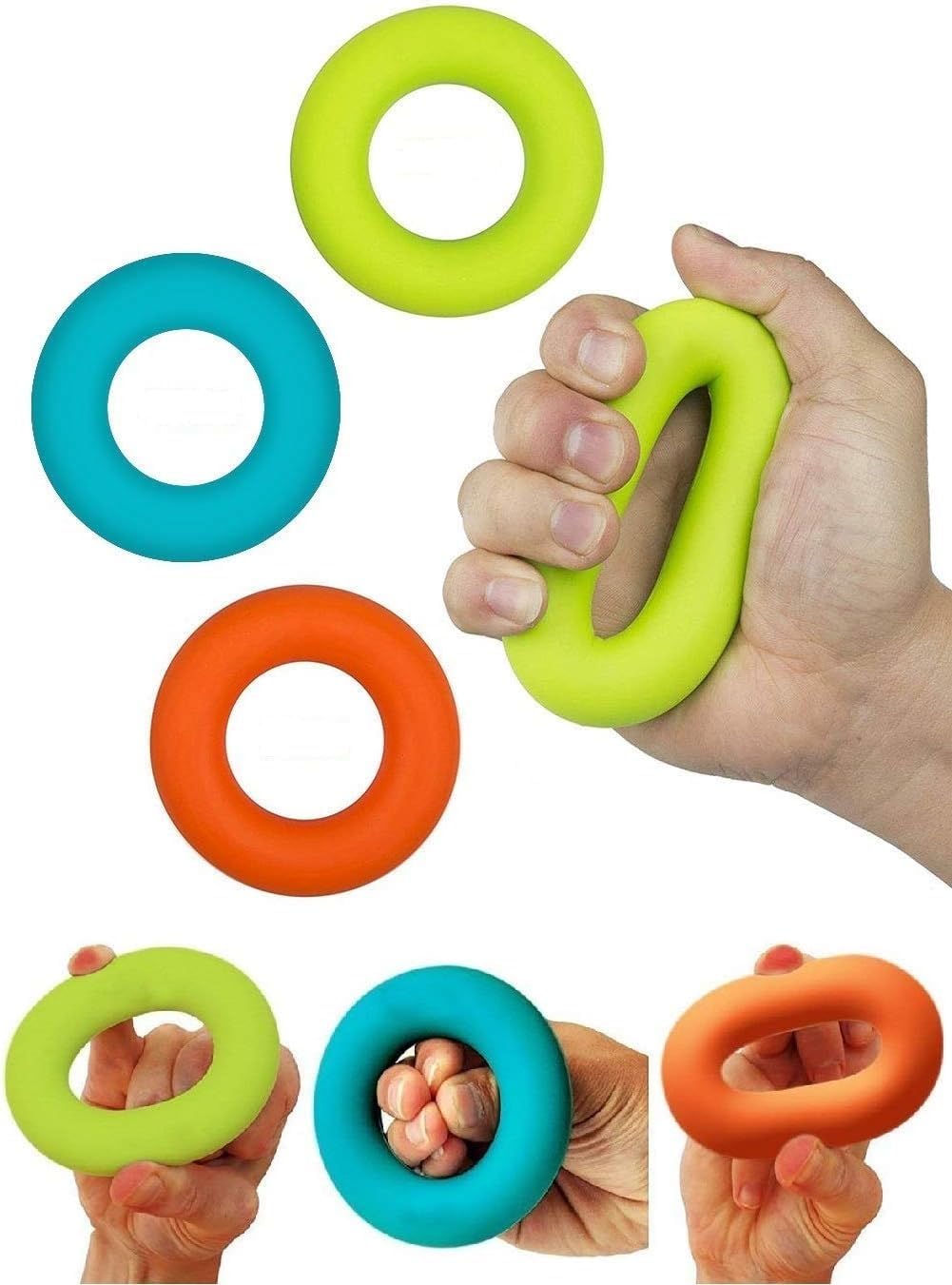 Grip Strength Trainer,Hand Strengthener,Forearm Workout - Trainer Silicone Rings for Rock Climbing, Athletes & Stress Relief Rehabilitation, 3 Resistance Levels(3 PCS)