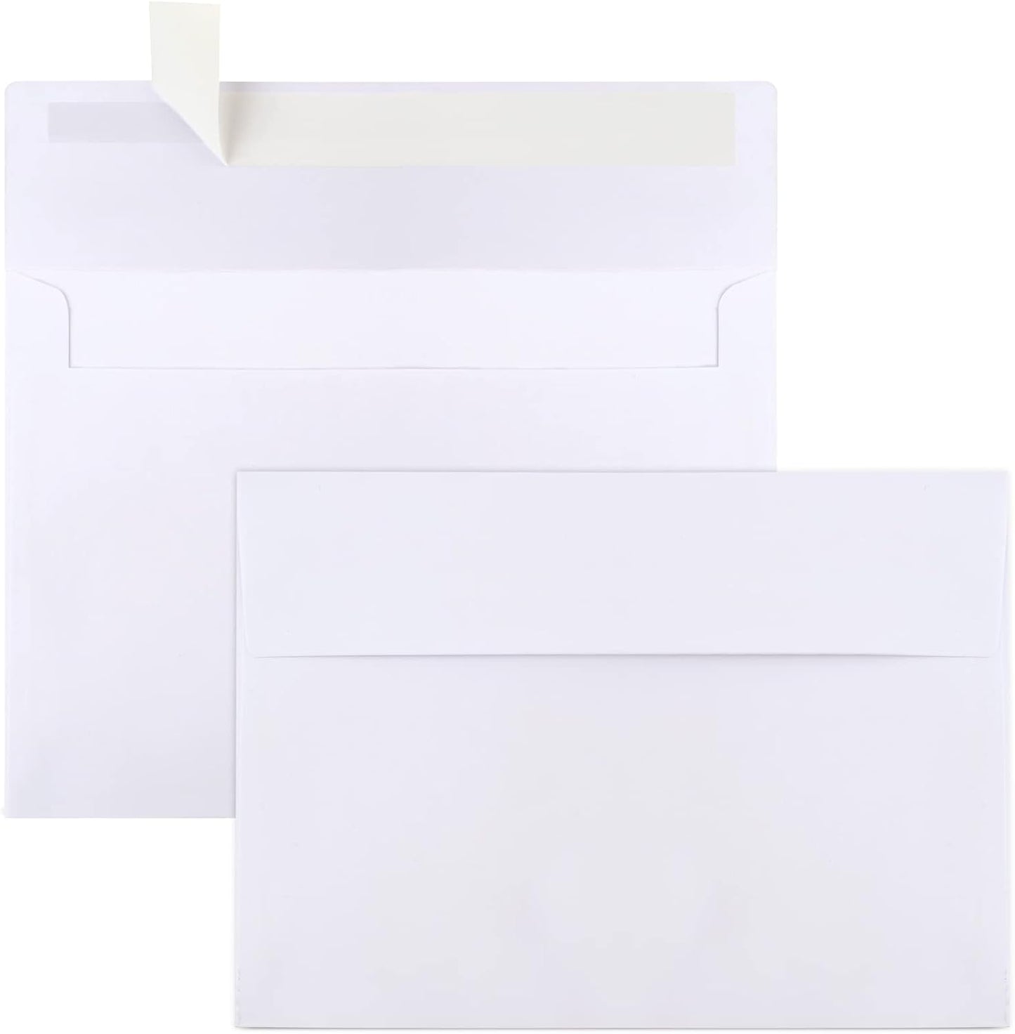 50 Packs 5x7 Envelopes, White A7 Envelopes for Invitations, Printable, Self Seal Weddings, Photos, Postcards, Greeting Cards, Mailing (5.25x7.25in)