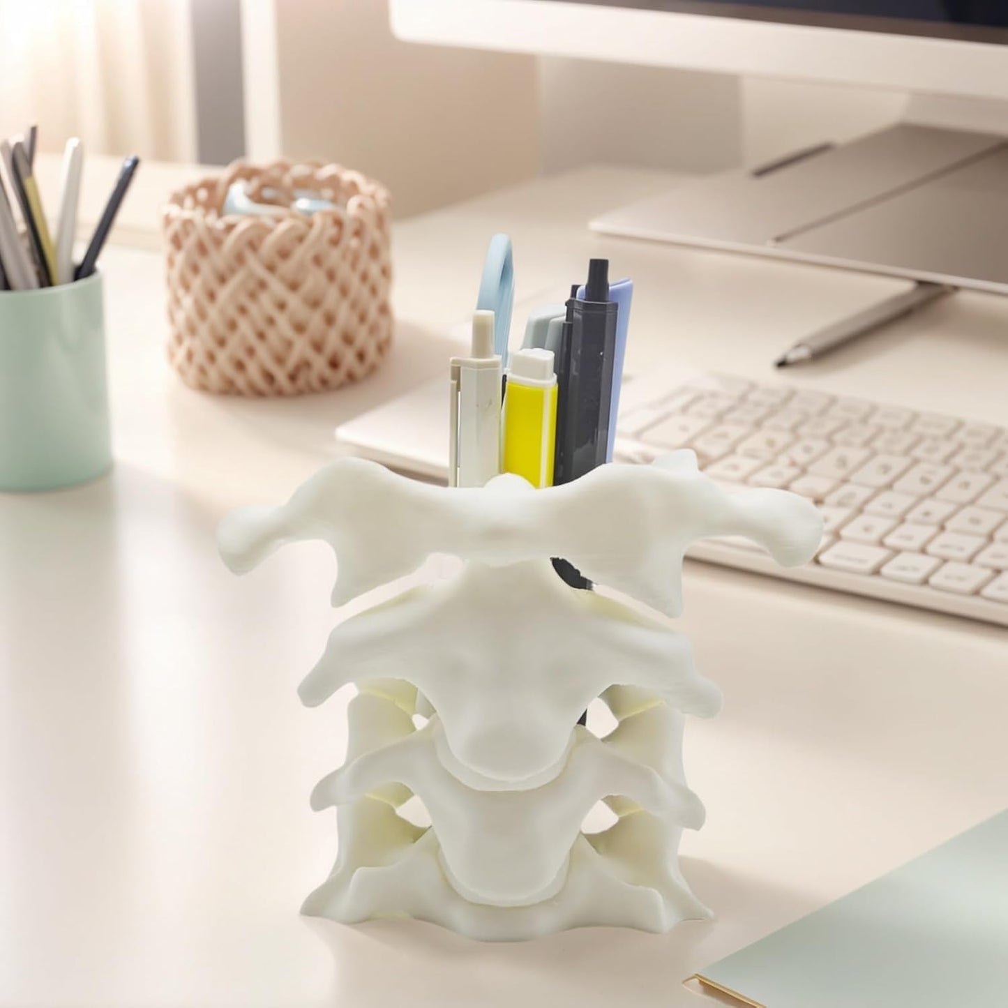 Unique Spine Pen Holder for Desk, Pencil Holder Desk Organizers, Office Supplies Decorations Idea Gift for Doctors, Nurses, Chiropractors
