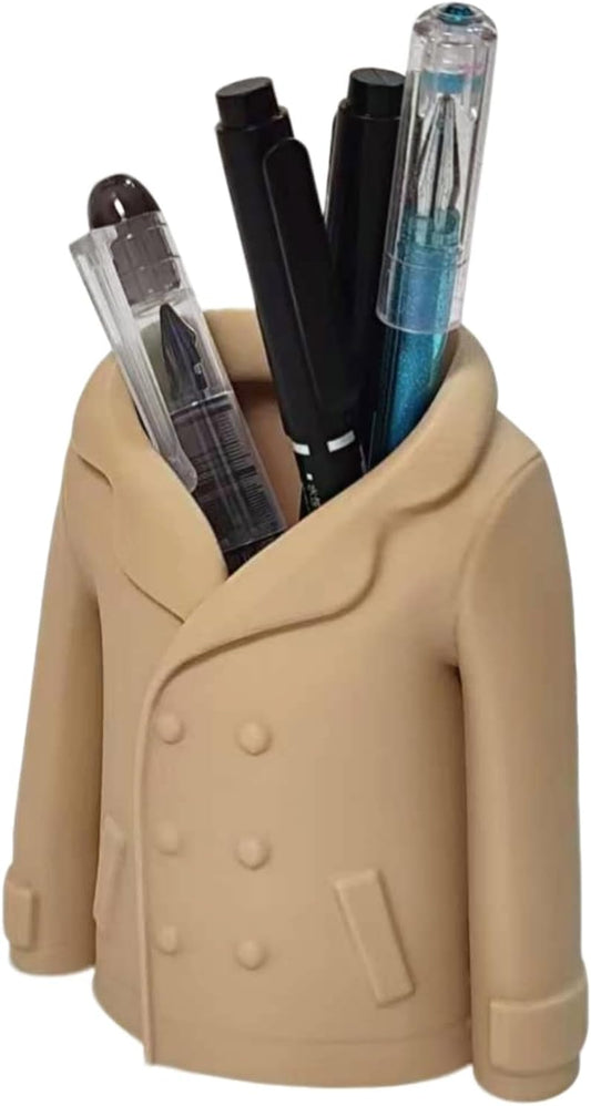 Trench Coat Pen Holder - 3D Printed Desk Organizer for Pens & Makeup Brushes