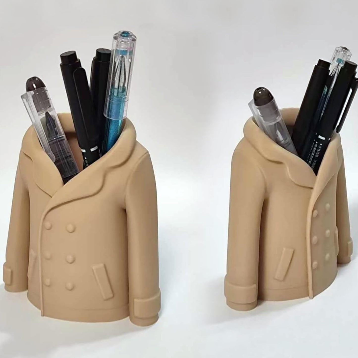 Trench Coat Pen Holder - 3D Printed Desk Organizer for Pens & Makeup Brushes