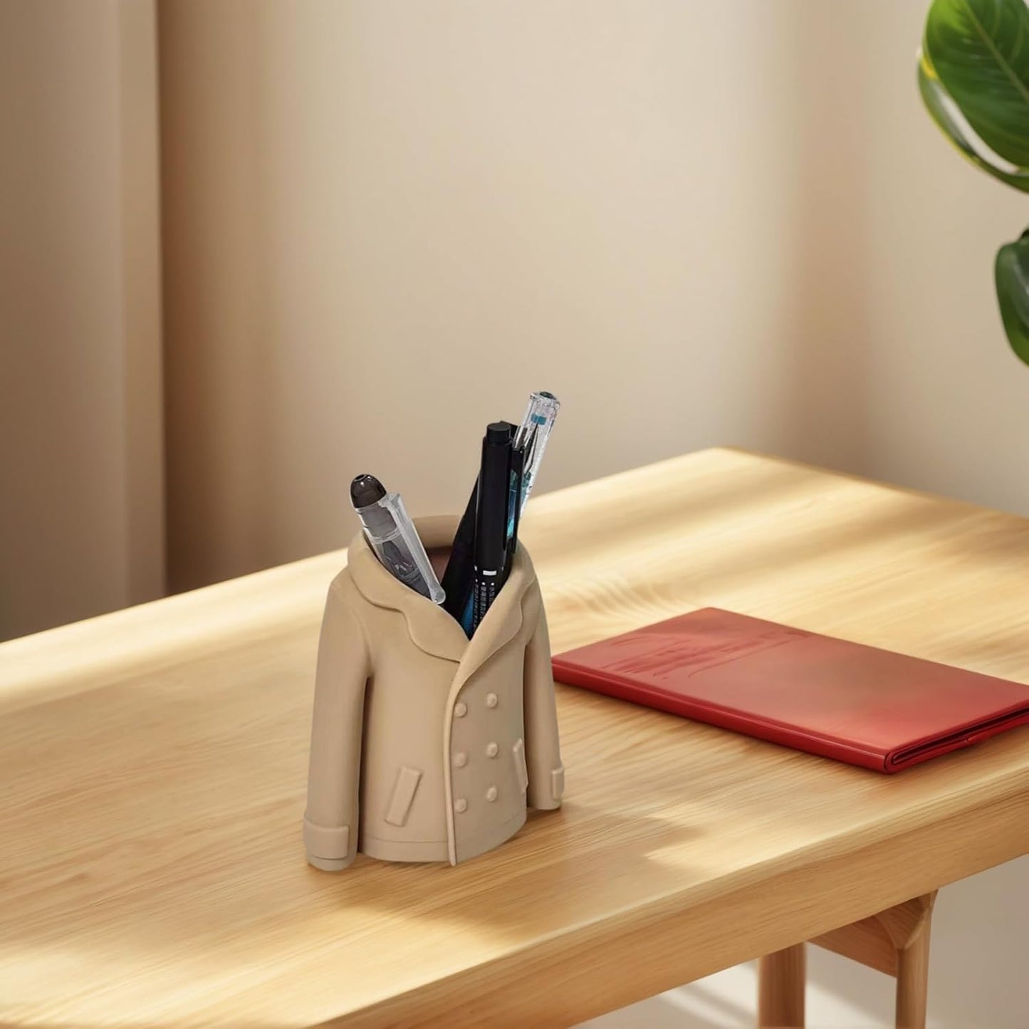 Trench Coat Pen Holder - 3D Printed Desk Organizer for Pens & Makeup Brushes