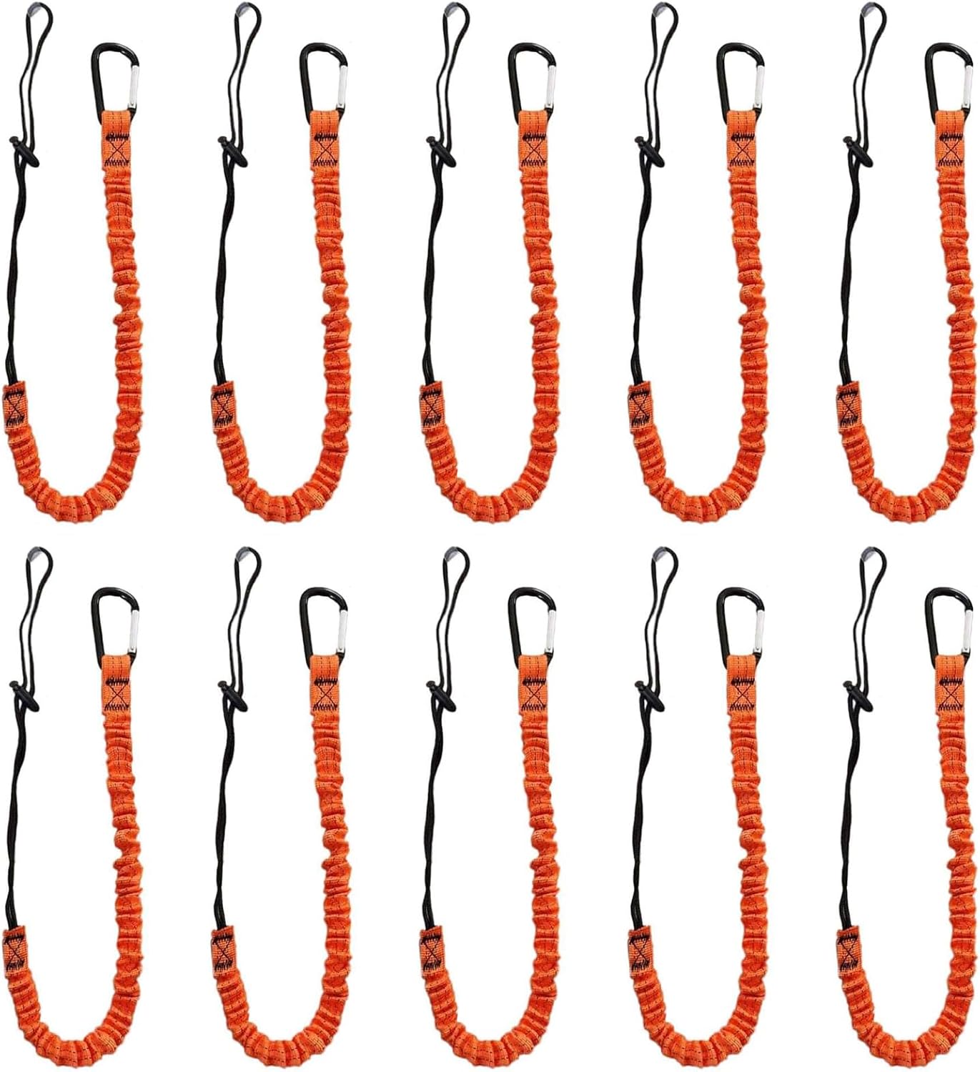 Retractable Tool Lanyards 10-Pack - Extendable 31.5-43.3" with Screw Lock Carabiner