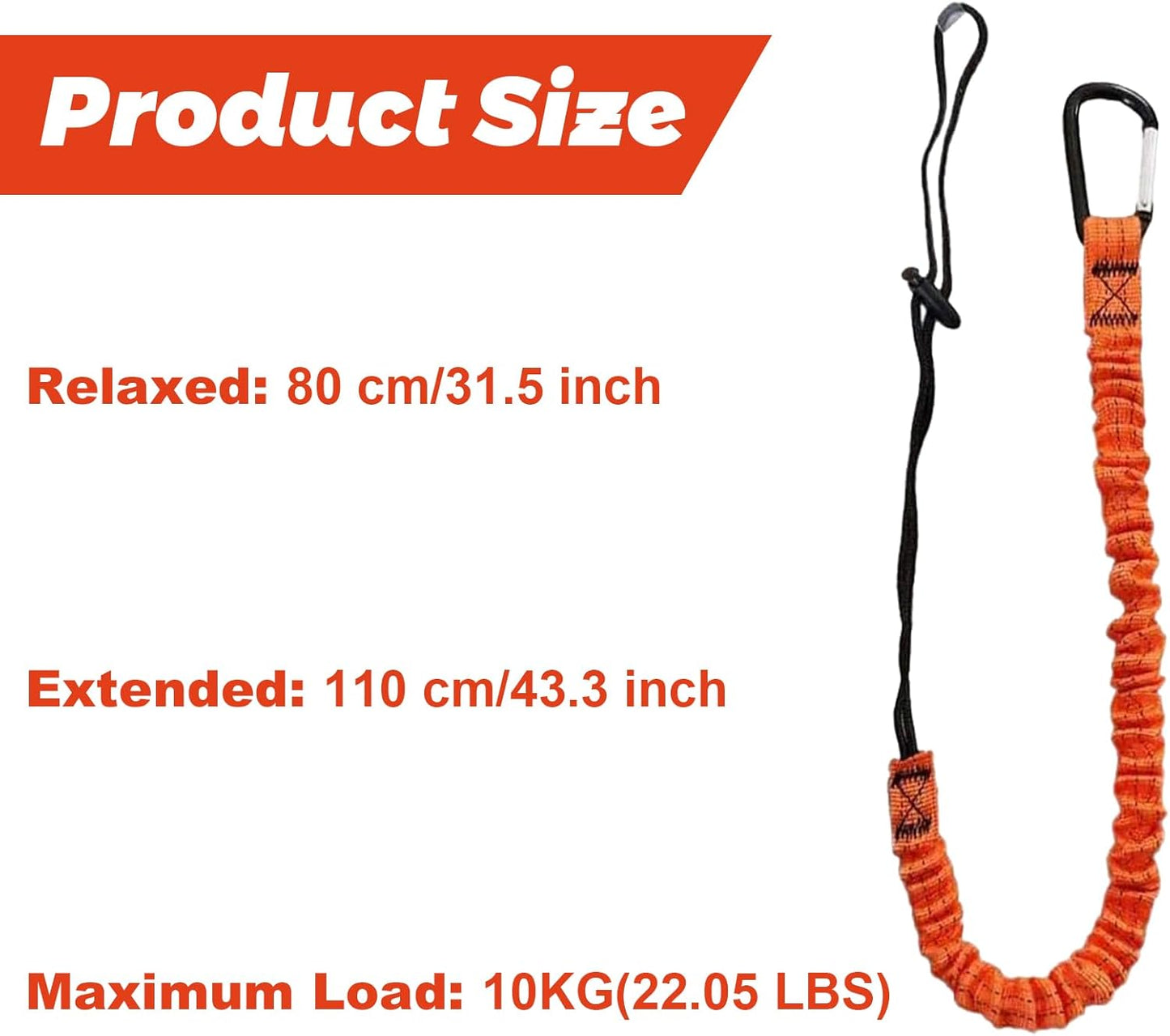 Retractable Tool Lanyards 10-Pack - Extendable 31.5-43.3" with Screw Lock Carabiner