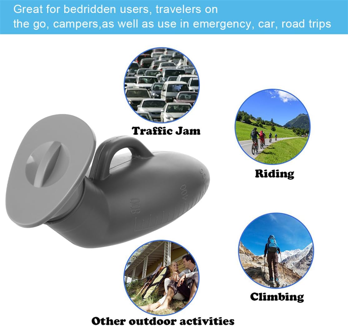 Urinal Bottle Urinals for Men 800ML Plastic Pee Bottle Portable Male Urinals with Spill Proof Lid for Travel Emergency and Hospital