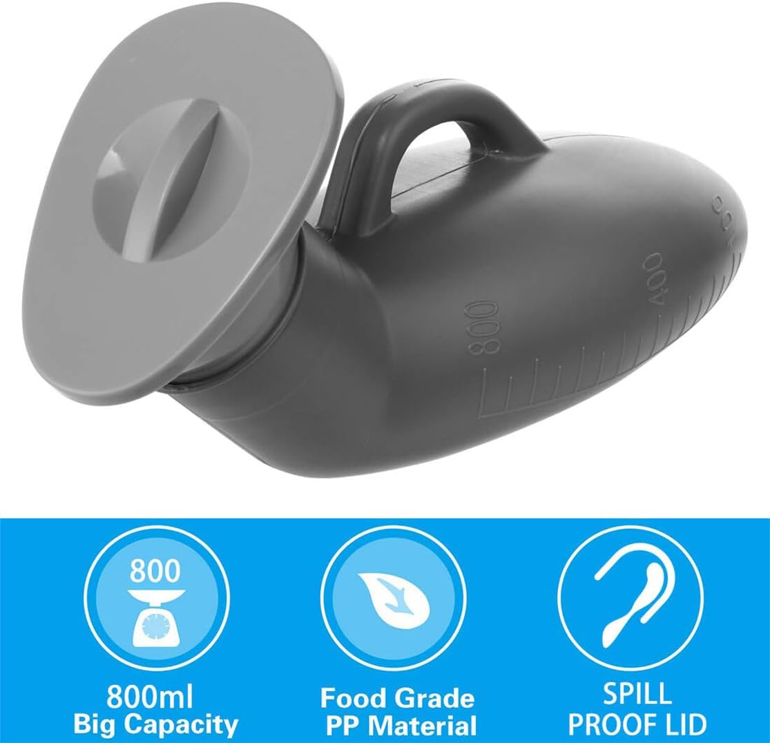 Urinal Bottle Urinals for Men 800ML Plastic Pee Bottle Portable Male Urinals with Spill Proof Lid for Travel Emergency and Hospital