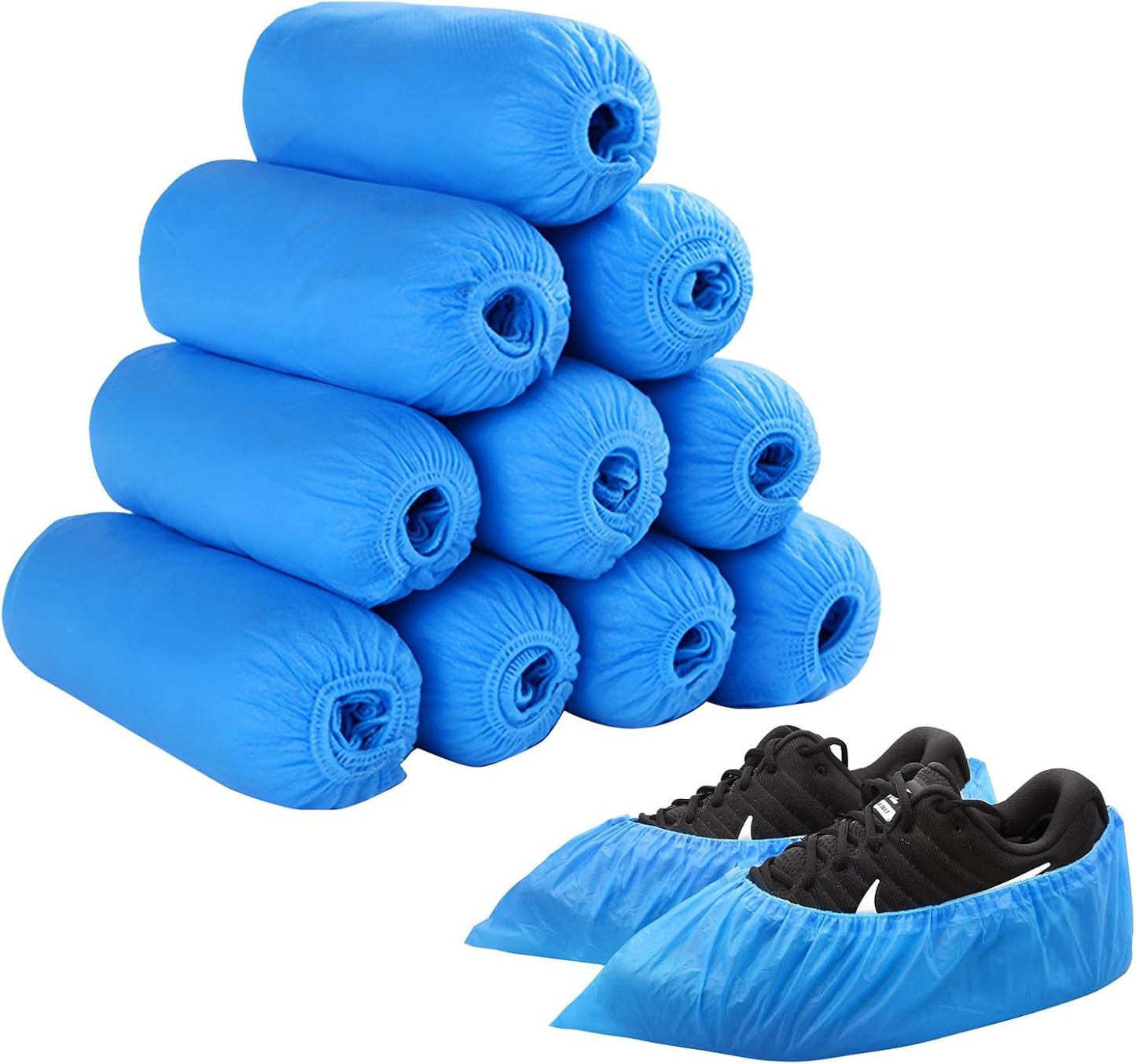 Disposable Shoe Covers 100-Pack - Extra Thick Non-Woven Non-Slip Boot Covers Blue