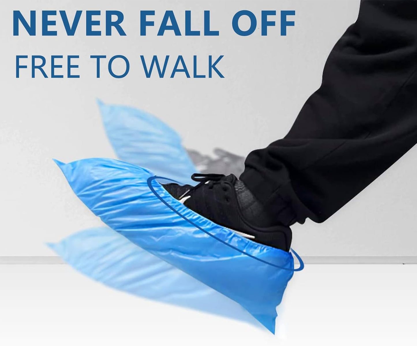 Disposable Shoe Covers 100-Pack - Extra Thick Non-Woven Non-Slip Boot Covers Blue