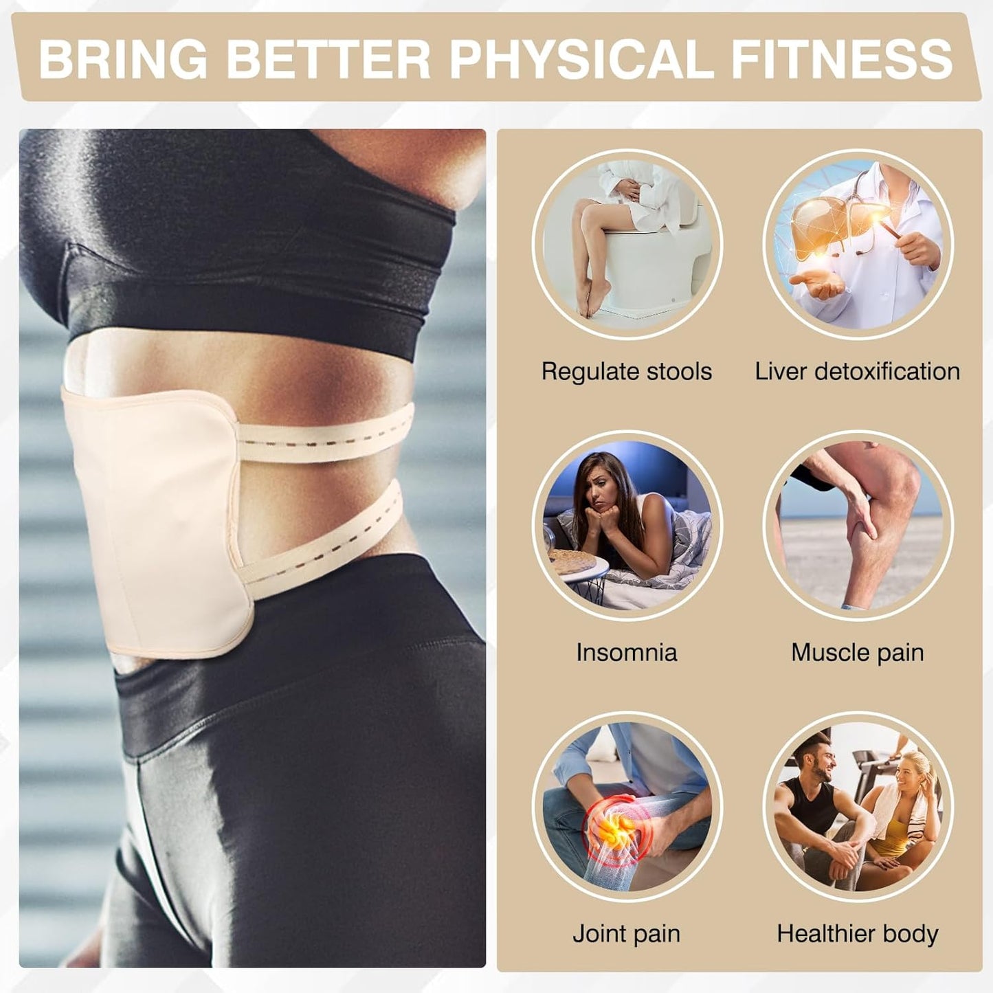 Castor Oil Pack, Adjustable Reusable for Liver Detox, Castor Oil Pack Wrap for Stomach Less Mess, Elastic Strap Bamboo Cotton Machine Washable Anti Leak 1pcs