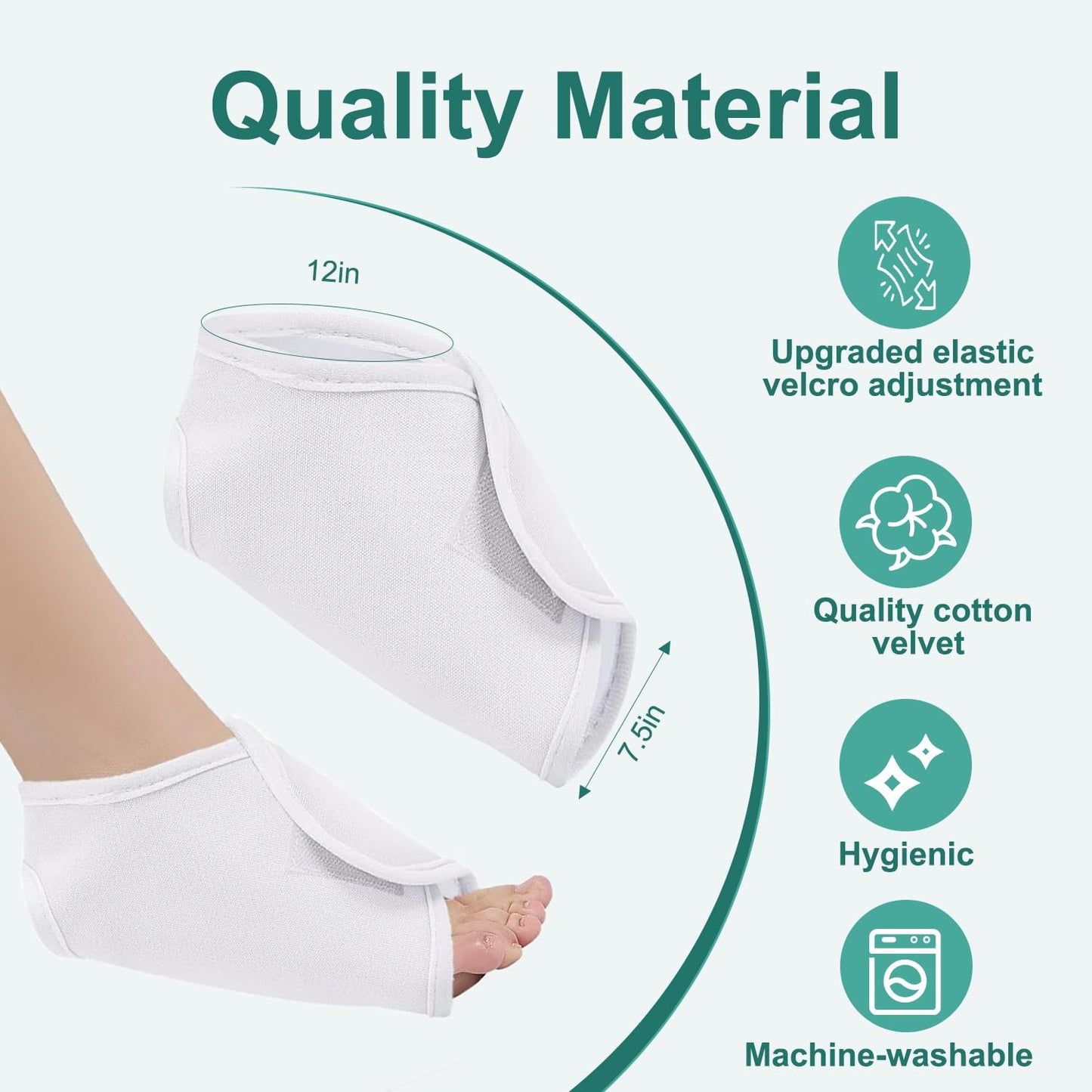2pcs Castor Oil Pack Wrap for Ankle, Adjustable Ankle Castor Oil Wrap for Plantar Fasciitis Relief, Reusable Plantar Fasciitis Brace Castor Oil Compress for Men & Women, White
