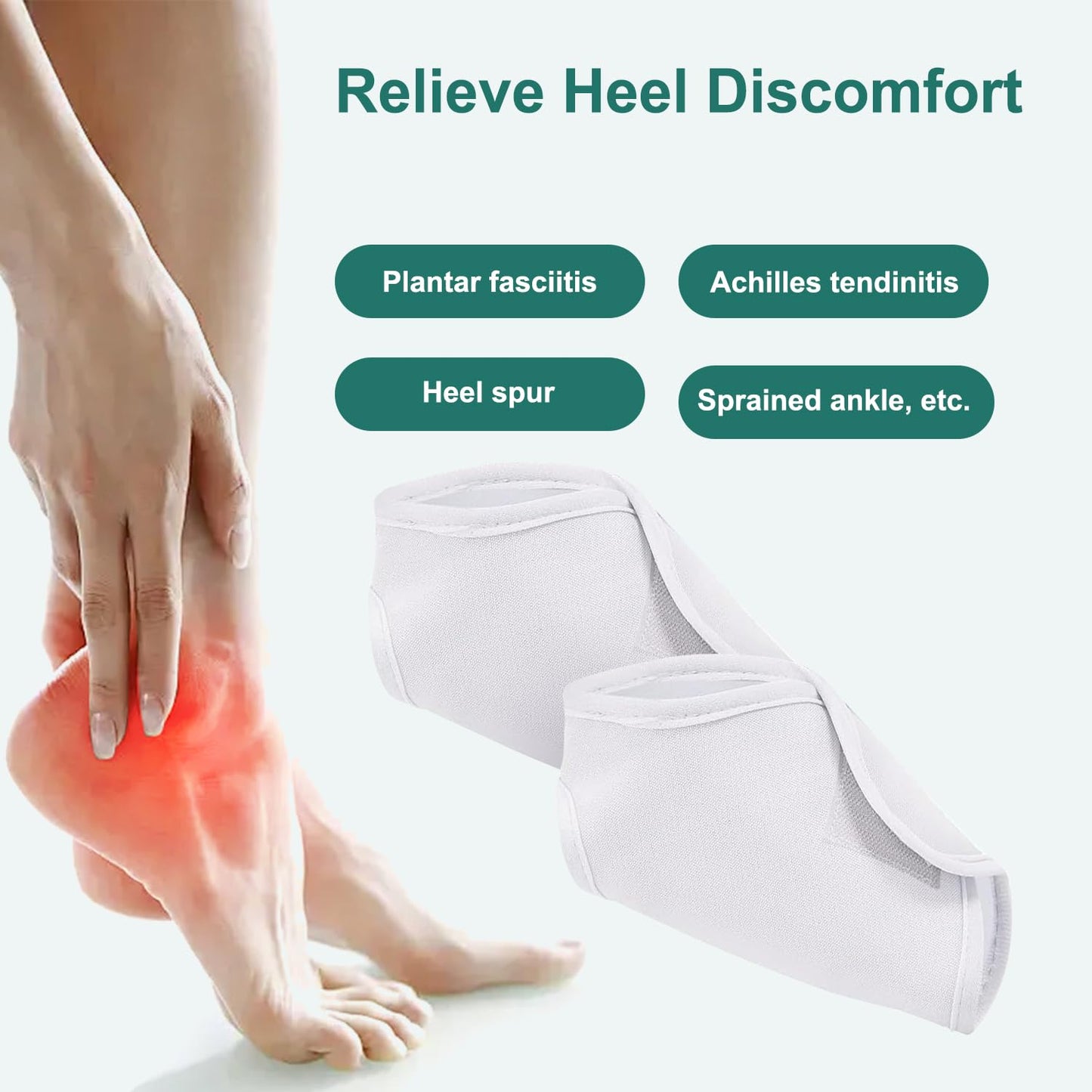 2pcs Castor Oil Pack Wrap for Ankle, Adjustable Ankle Castor Oil Wrap for Plantar Fasciitis Relief, Reusable Plantar Fasciitis Brace Castor Oil Compress for Men & Women, White
