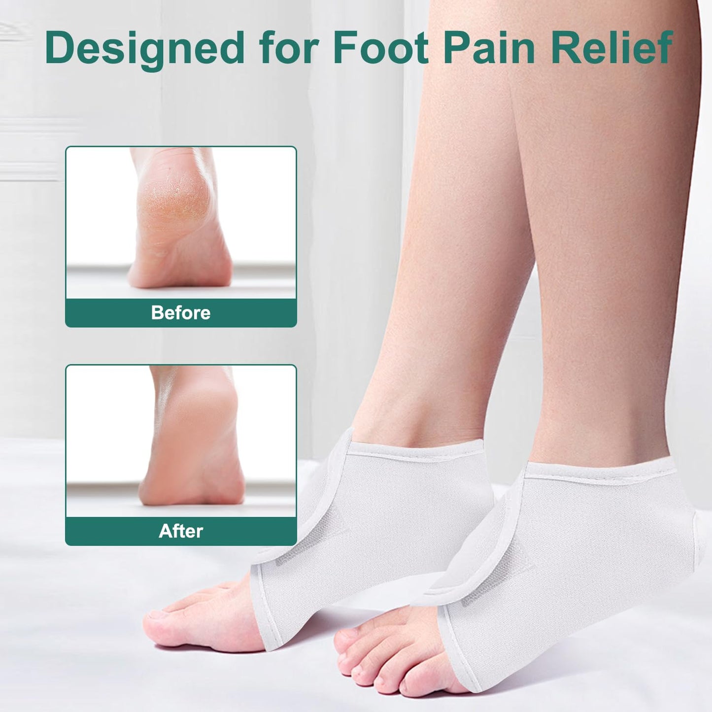 2pcs Castor Oil Pack Wrap for Ankle, Adjustable Ankle Castor Oil Wrap for Plantar Fasciitis Relief, Reusable Plantar Fasciitis Brace Castor Oil Compress for Men & Women, White