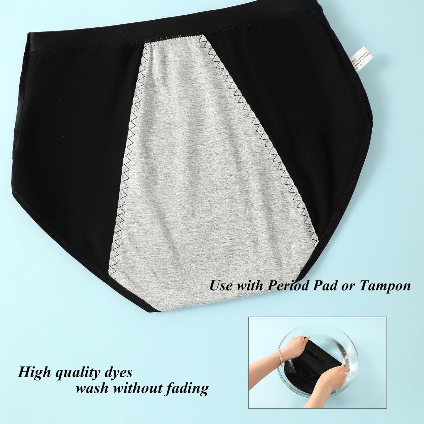 Women's Menstrual Period Panties Cotton Leakproof Underwear Heavy Flow Protection Pants Breathable Briefs 5 Pack