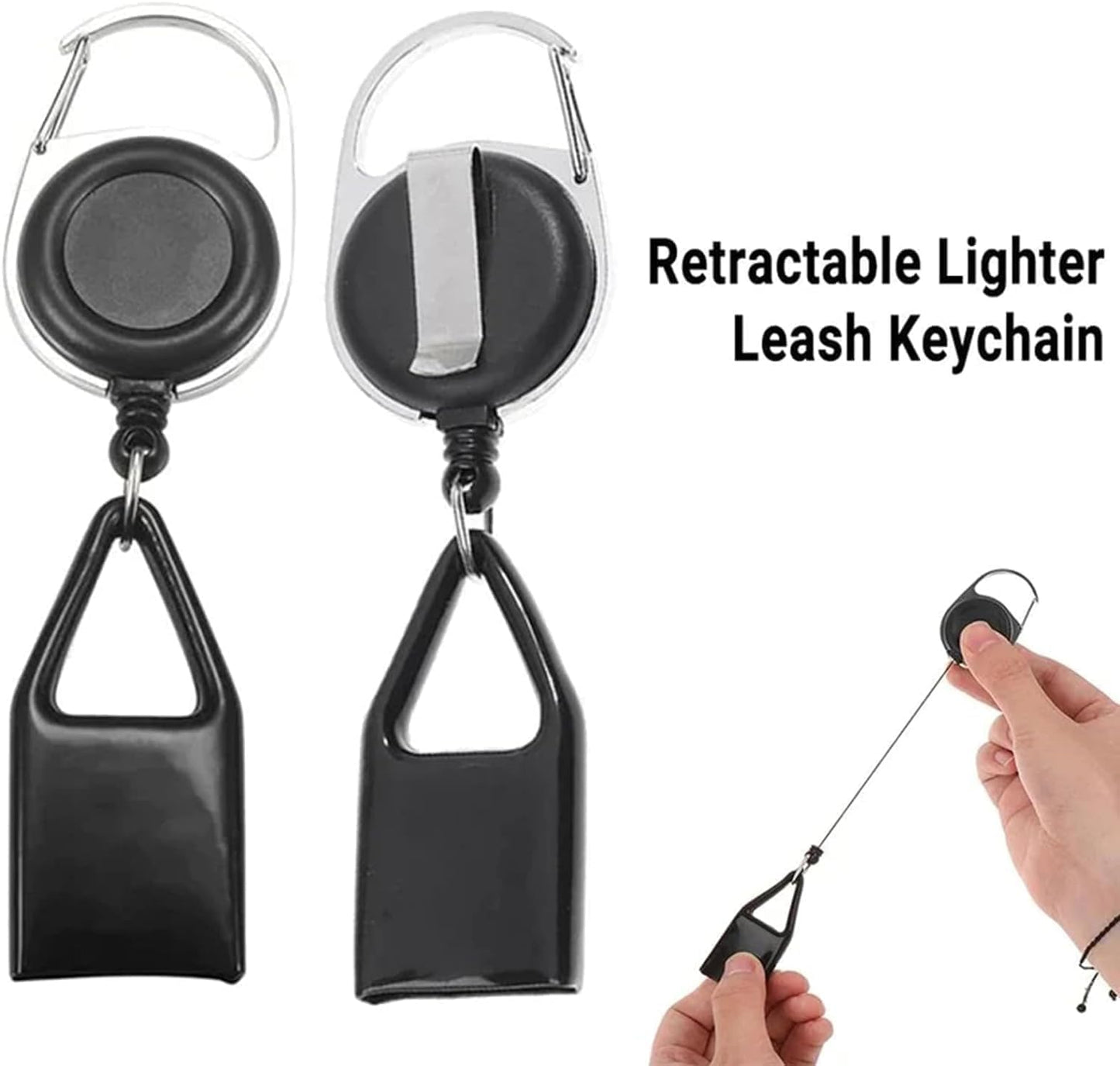 Retractable Lighter Belt Clip 2-Pack - Anti-Loss Leash Keychain for Camping