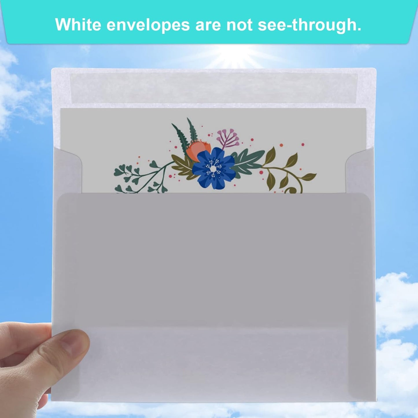 50 Packs 5x7 Envelopes, White A7 Envelopes for Invitations, Printable, Self Seal Weddings, Photos, Postcards, Greeting Cards, Mailing (5.25x7.25in)