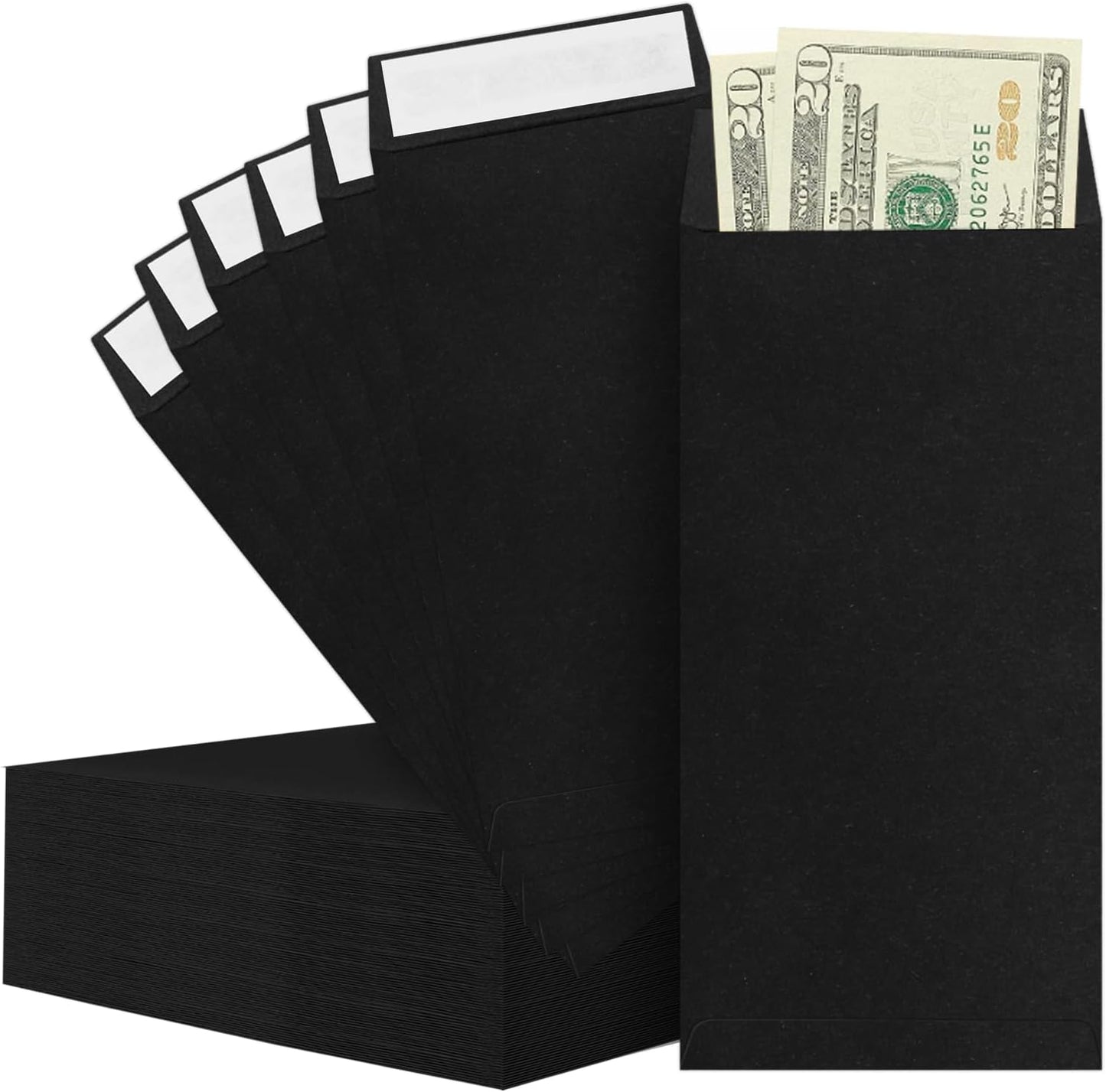 BONUS++ Envelope Set - 120 Envelopes for Cash, Checks, & Tickets; 80GSM, 3.2x6.6 inch Black Perfect Cash Challenge Savers 3.2x6.6in (Pack of 1)