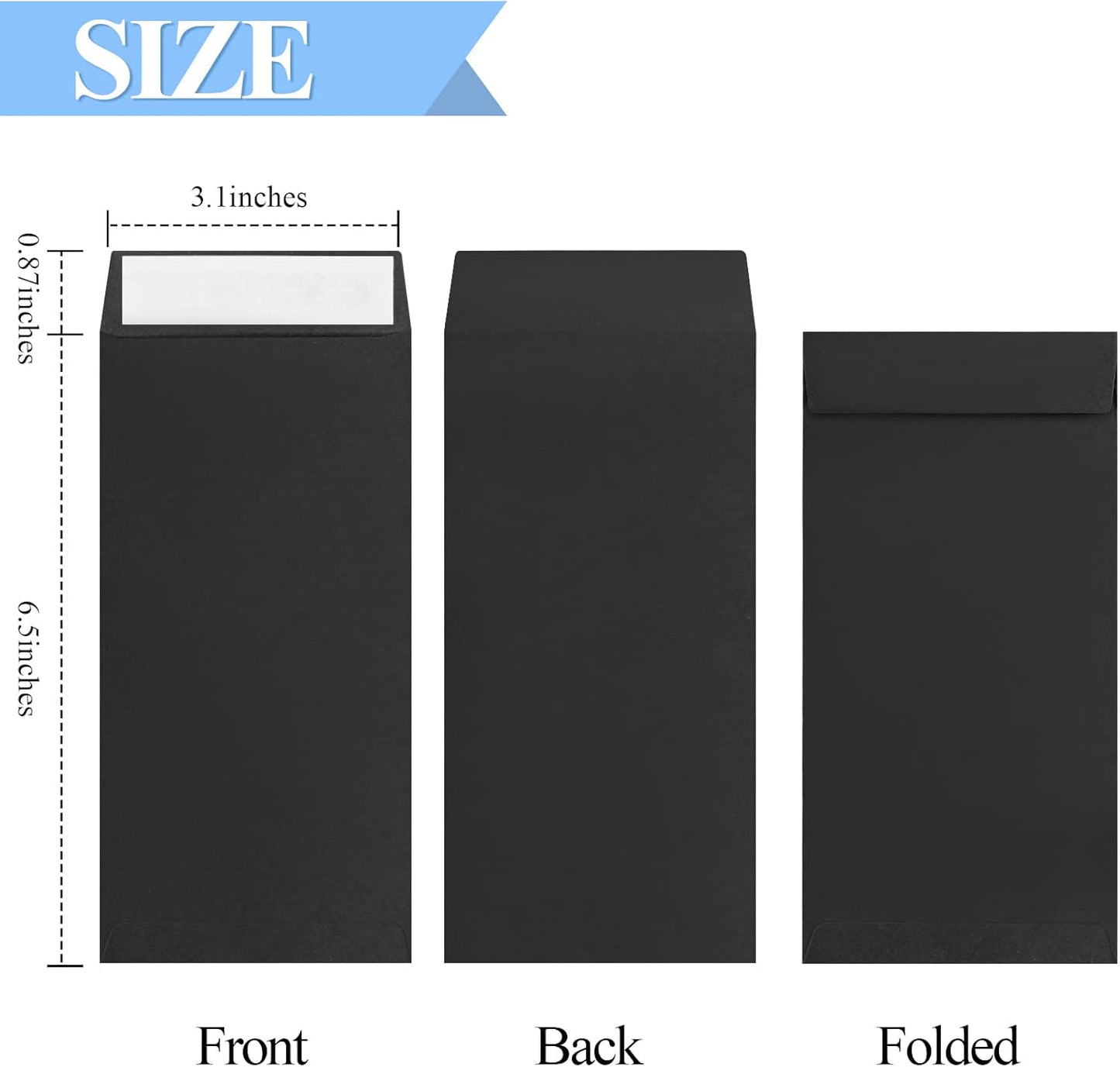 BONUS++ Envelope Set - 120 Envelopes for Cash, Checks, & Tickets; 80GSM, 3.2x6.6 inch Black Perfect Cash Challenge Savers 3.2x6.6in (Pack of 1)