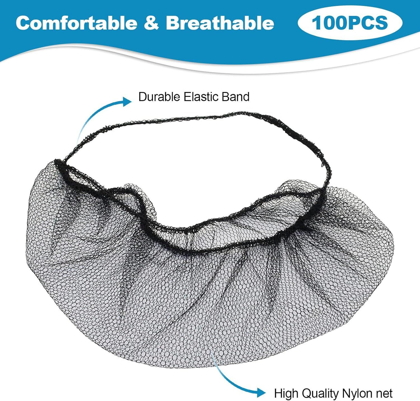 Disposable Beard Covers 100-Pack - Elastic Breathable Nylon Beard Net for Men
