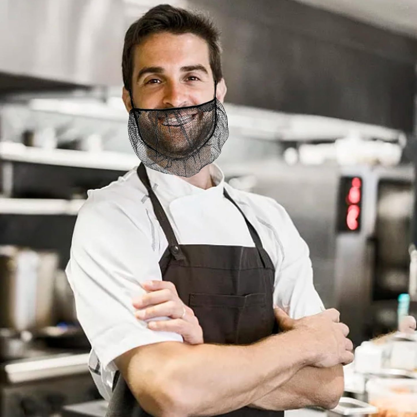 Disposable Beard Covers 100-Pack - Elastic Breathable Nylon Beard Net for Men