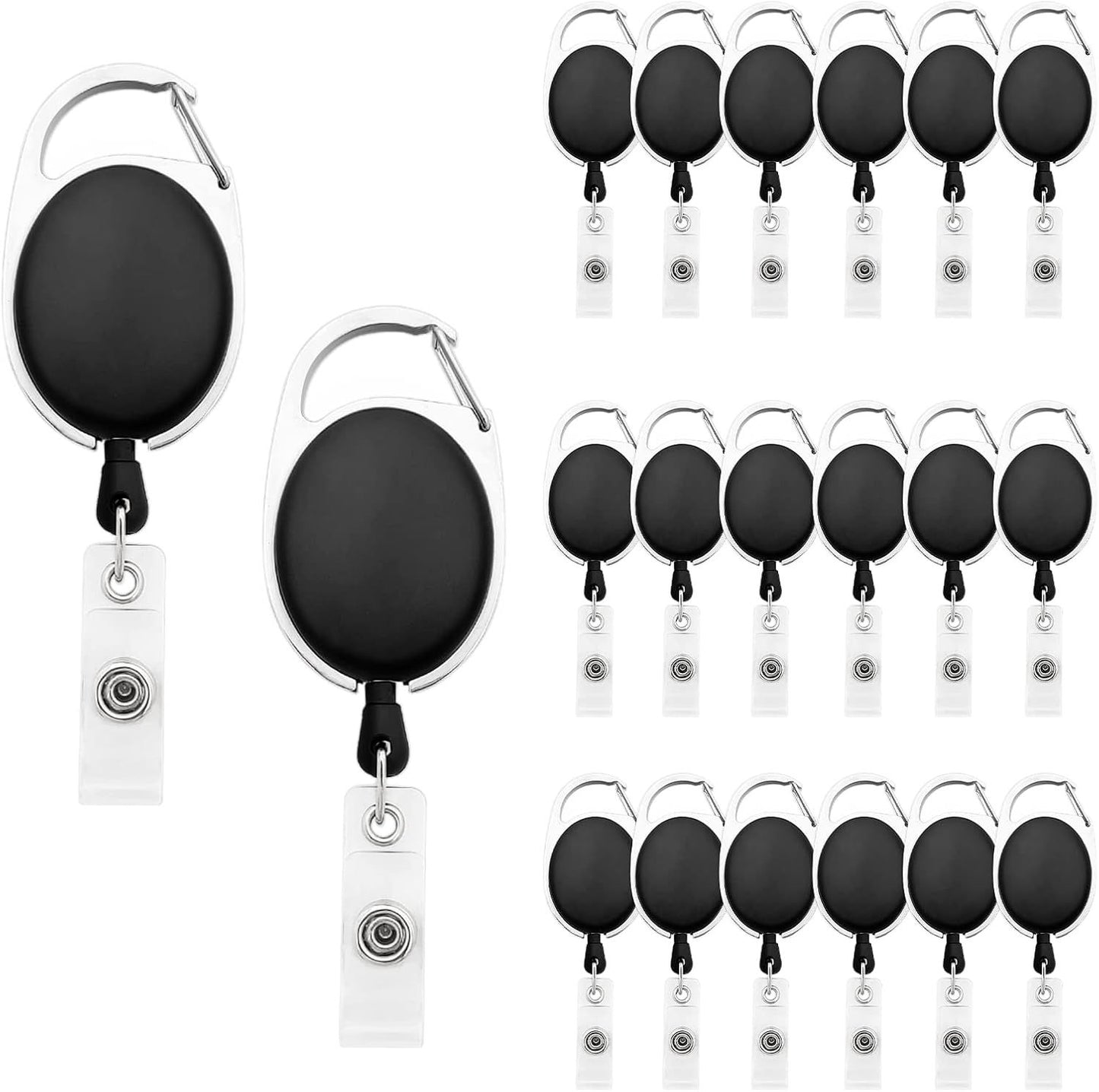 Retractable ID Badge Holders 20-Pack - Belt Clip Reels for Nurses & Doctors