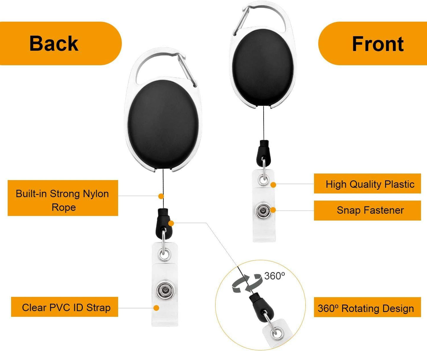 Retractable ID Badge Holders 20-Pack - Belt Clip Reels for Nurses & Doctors