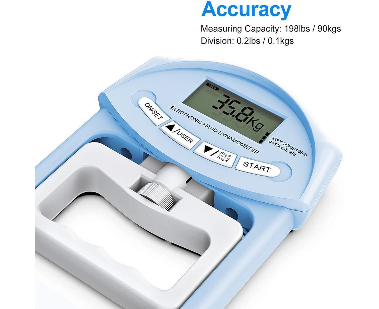 Digital Hand Dynamometer Grip Strength Measurement Meter Auto Capturing Electronic Hand Grip Power - Blue