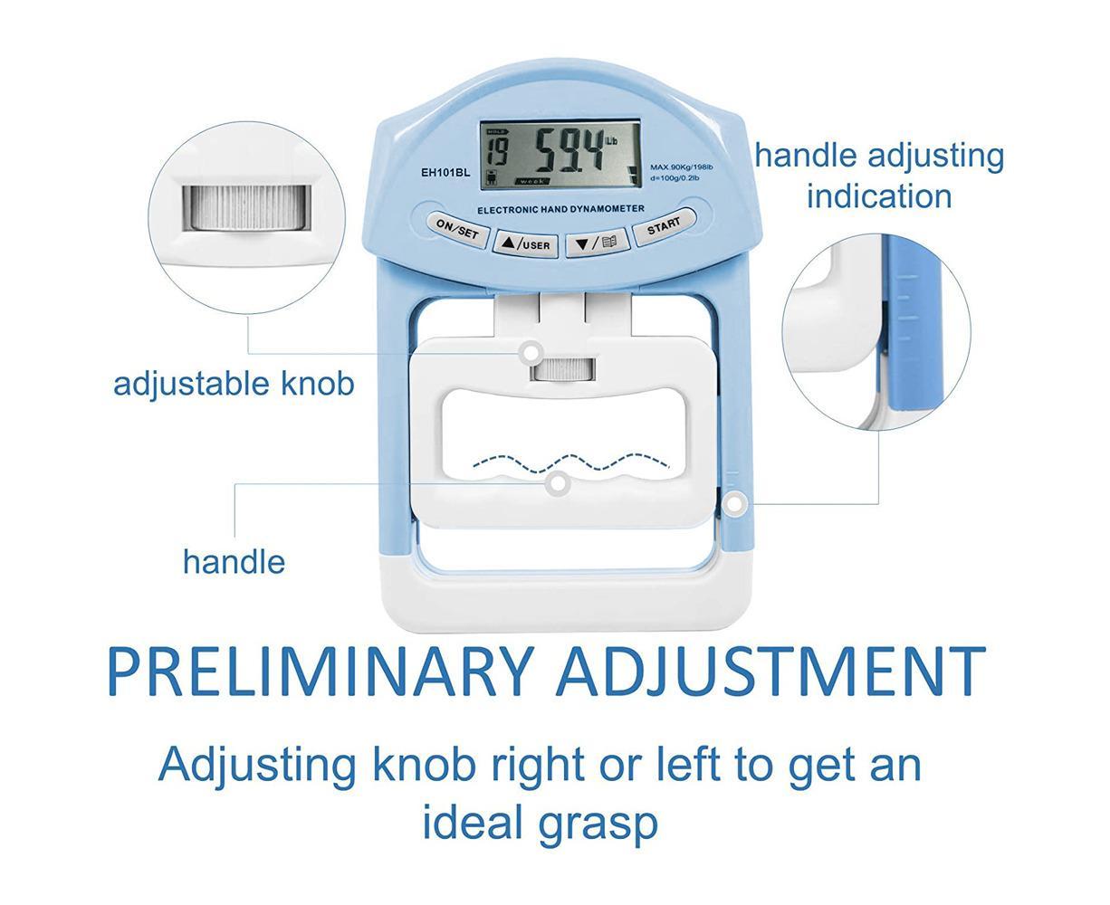 Digital Hand Dynamometer Grip Strength Measurement Meter Auto Capturing Electronic Hand Grip Power - Blue